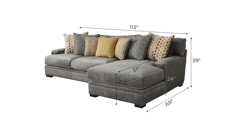 Bayside 2-pc. Sofa Chaise Dimensions