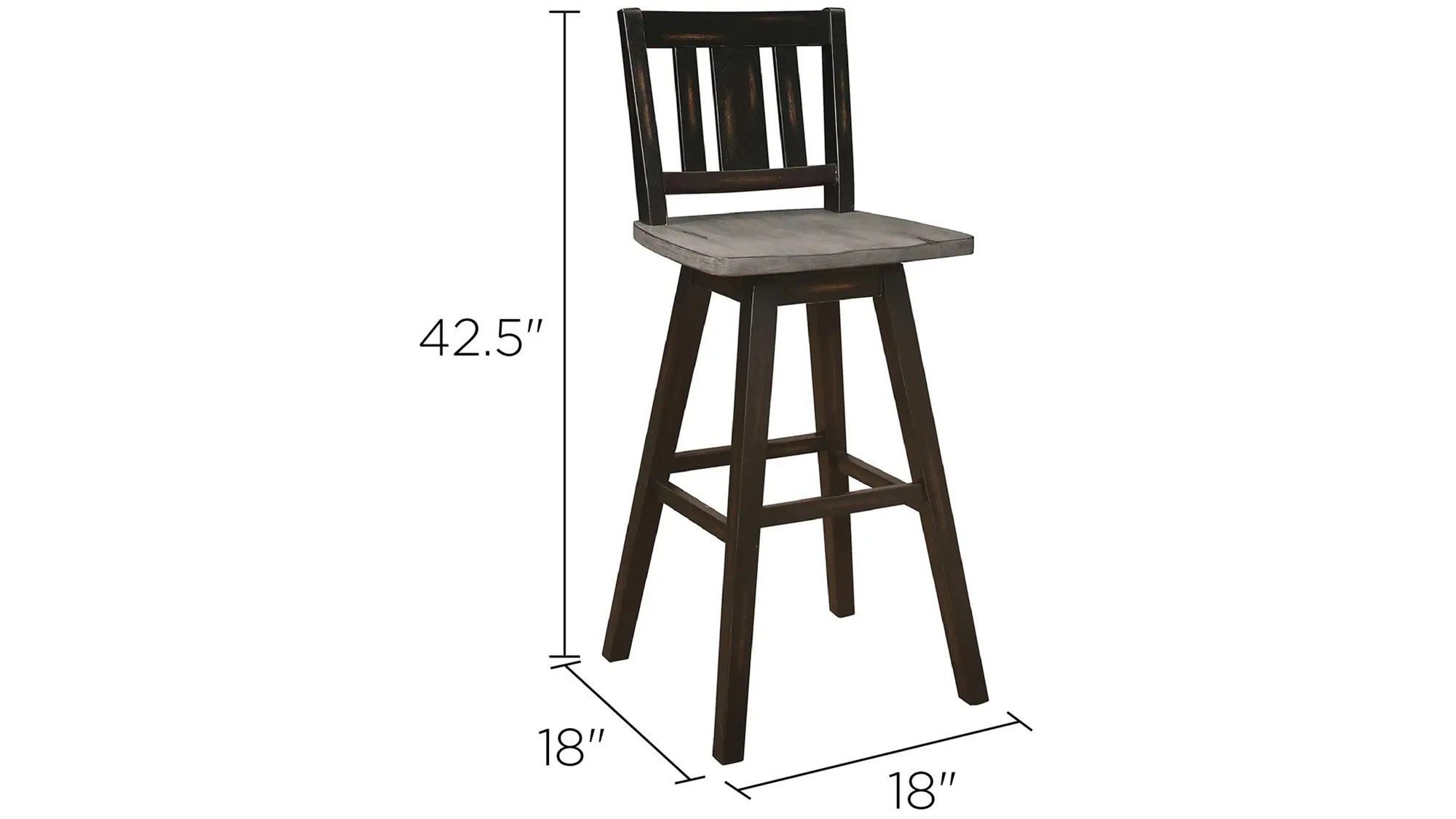 Trouvaille Bar Height Swivel Chair With Slat Back - Set of 2