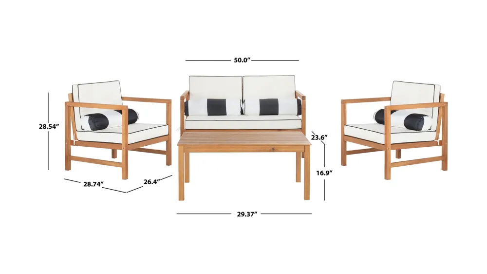 Hinaku 4-pc. Outdoor Set w/ Accent Pillows Dimensions