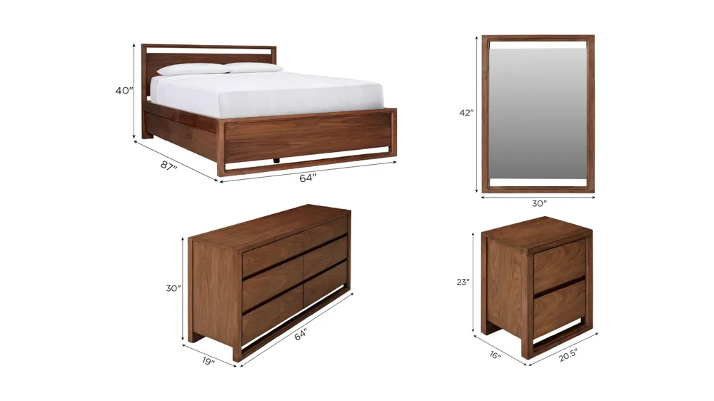 Aversa 4-pc. Platform Bedroom Set w/ 2-Drawer Nightstand Dimensions