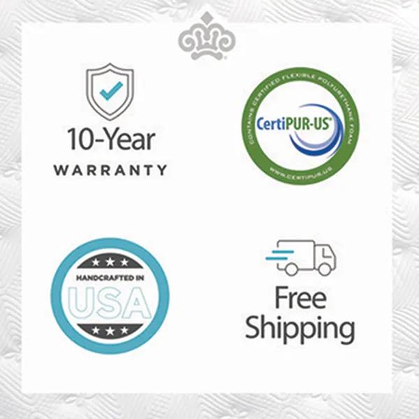 10 Year Warranty - CertiPUR-US Certified Logo - Handcrafted in USA - Free Shipping