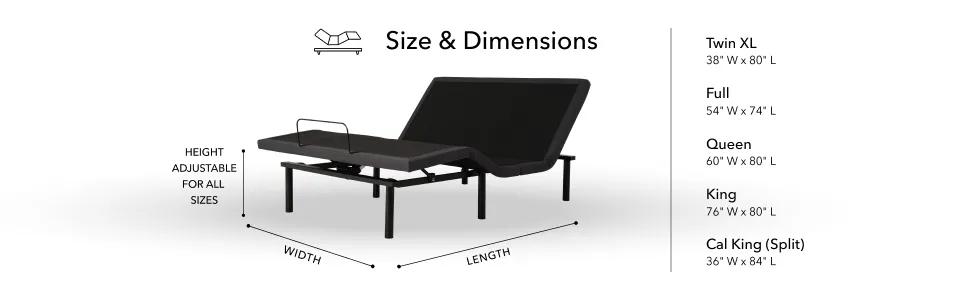 Size & Dimensions for the BaseLogic Silver Adjustable Base