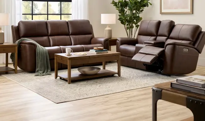 Henrick Triple Power Leather Loveseat | Raymour & Flanigan