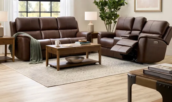 Henrick Triple Power Leather Swivel Glider Recliner | Raymour