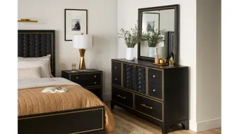 slim fit dress slacks Kendall 6-Drawer Dresser Black and Gold main image 0