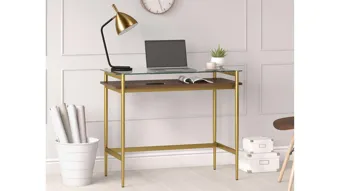 Davisan 36" Writing Desk Brass/Walnut Product\_Image\_Carousel