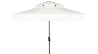 brentwood patio umbrellas Safavieh Milan Fringe 9Ft Double Top Crank Umbrella