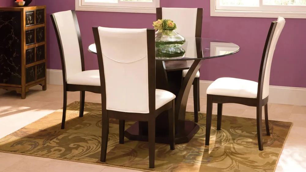 Venice 5-pc 54″ Glass Dining Set