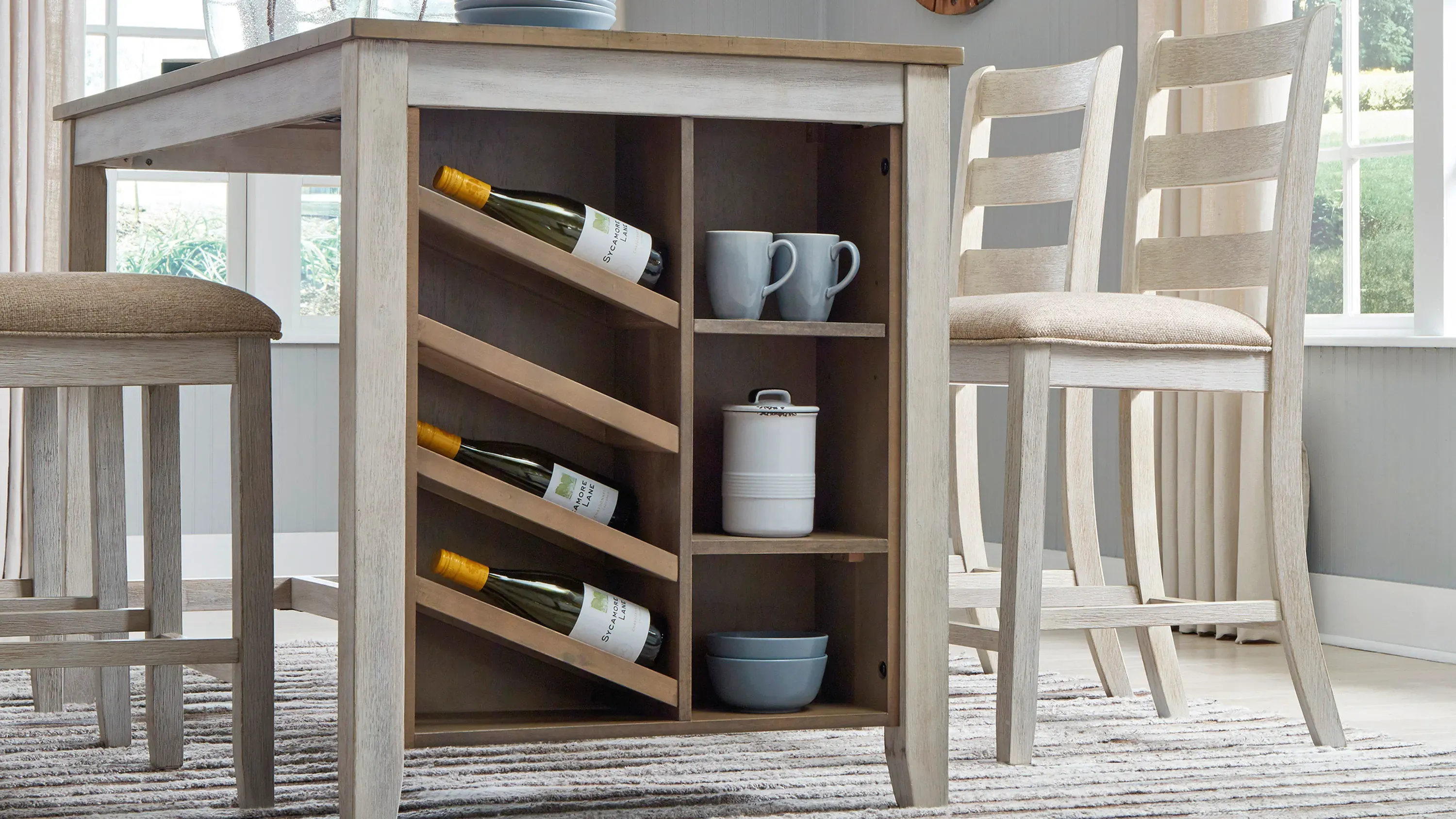 Wine Rack Piece Tall Dining Set 5-Piece Counter Height Dining Set