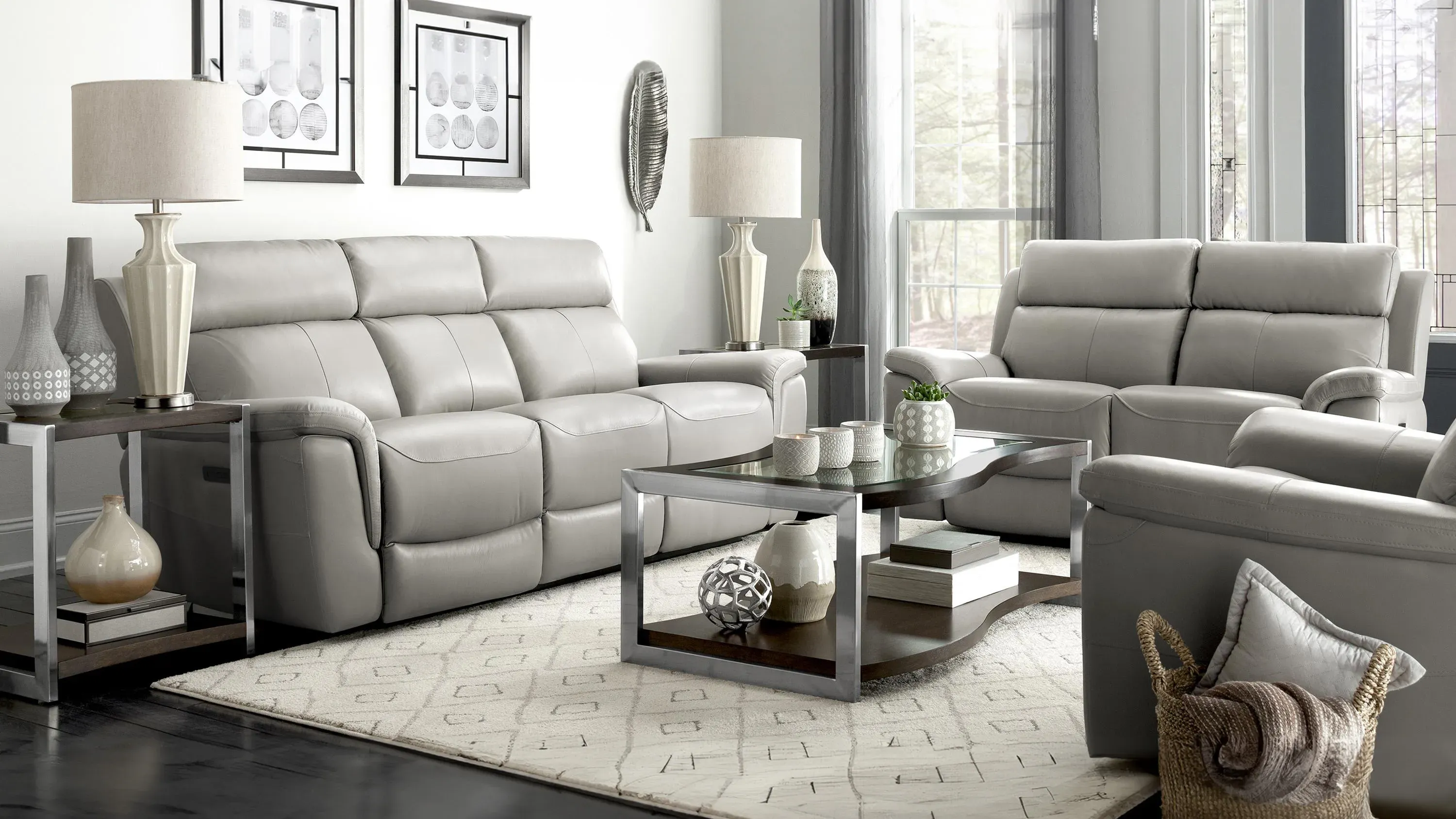Dryden Leather Power Sofa w/ Power Headrest | Raymour & Flanigan