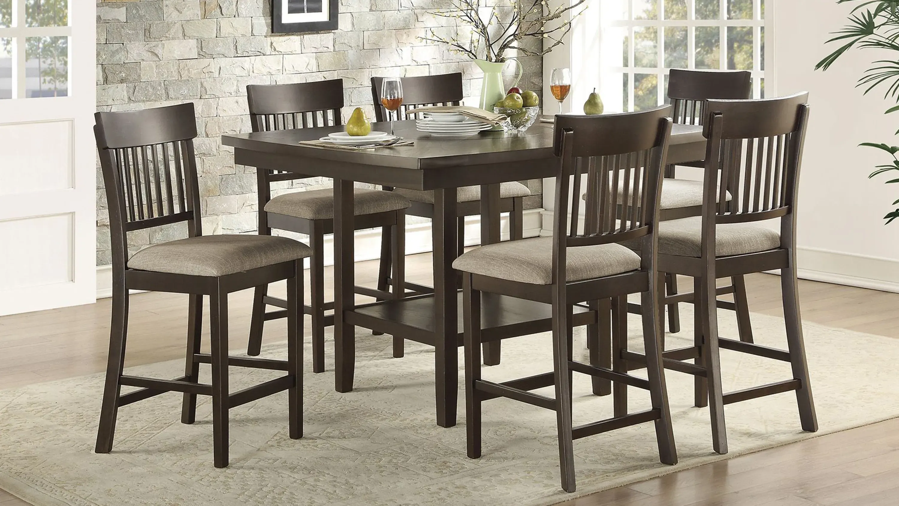 引き出し4杯付き＊ダイニングテーブル＊ELMO DINING TABLE＊エルモ Elmore Counter Height Dining Room Table with Lazy Susan | Raymour