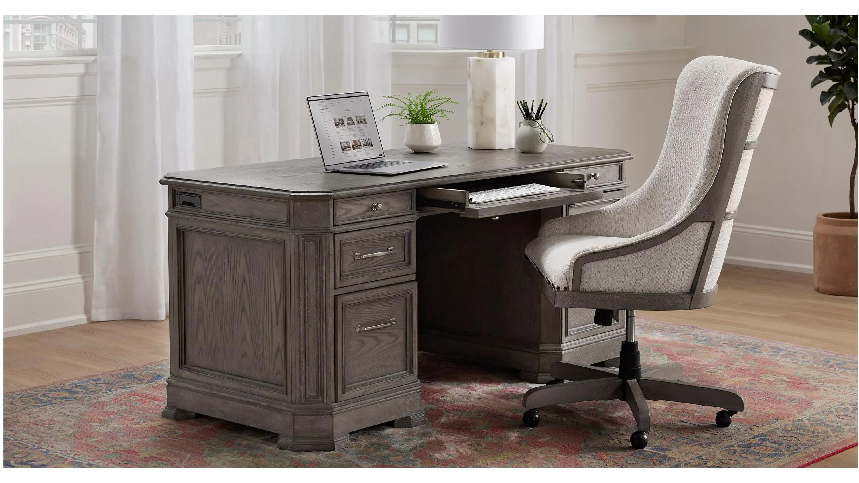 Crystal Falls Exective Desk | Raymour & Flanigan