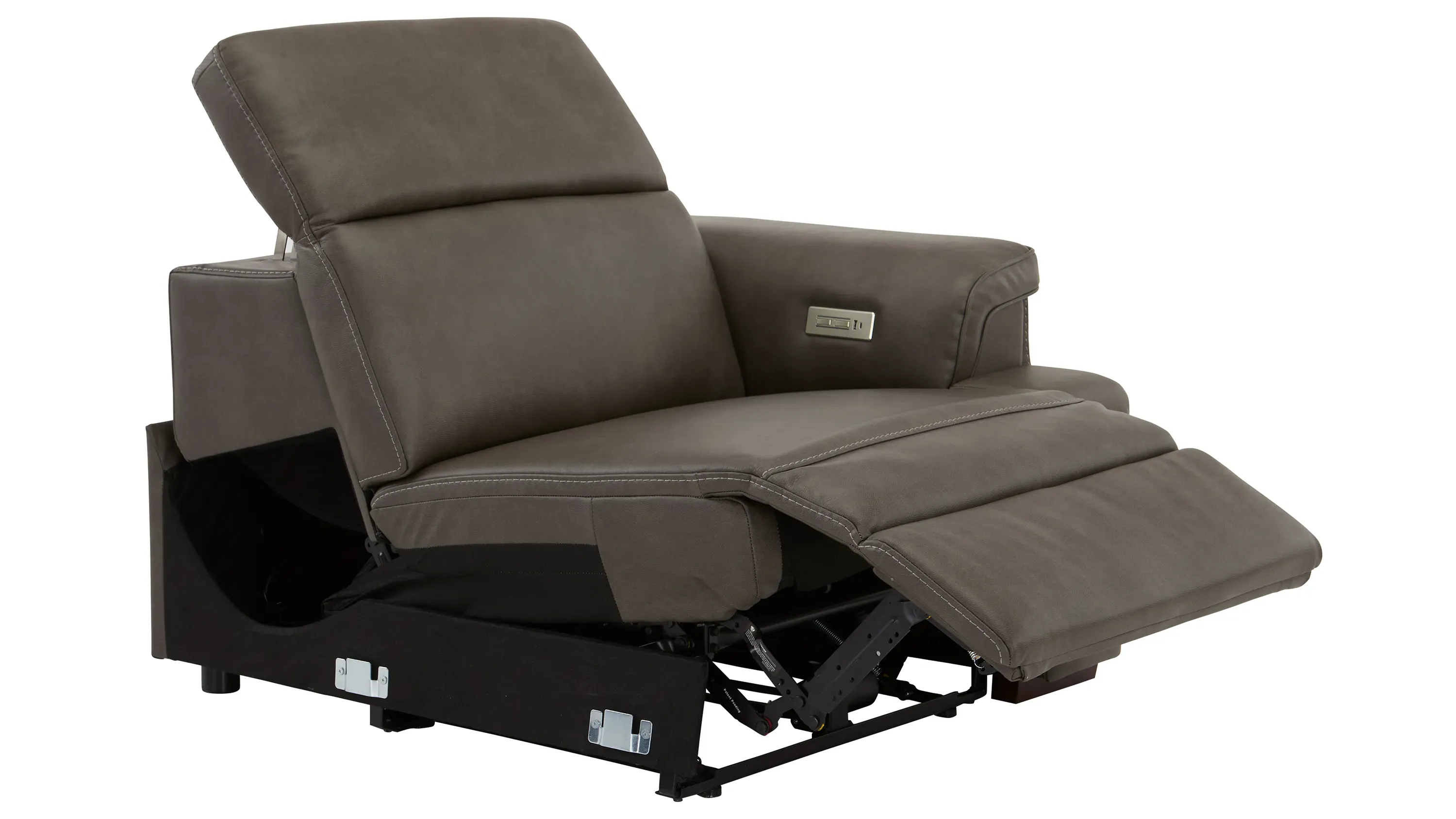 らいおん Orion Right Arm Facing Dual Power Recliner w/ Speaker Headrest