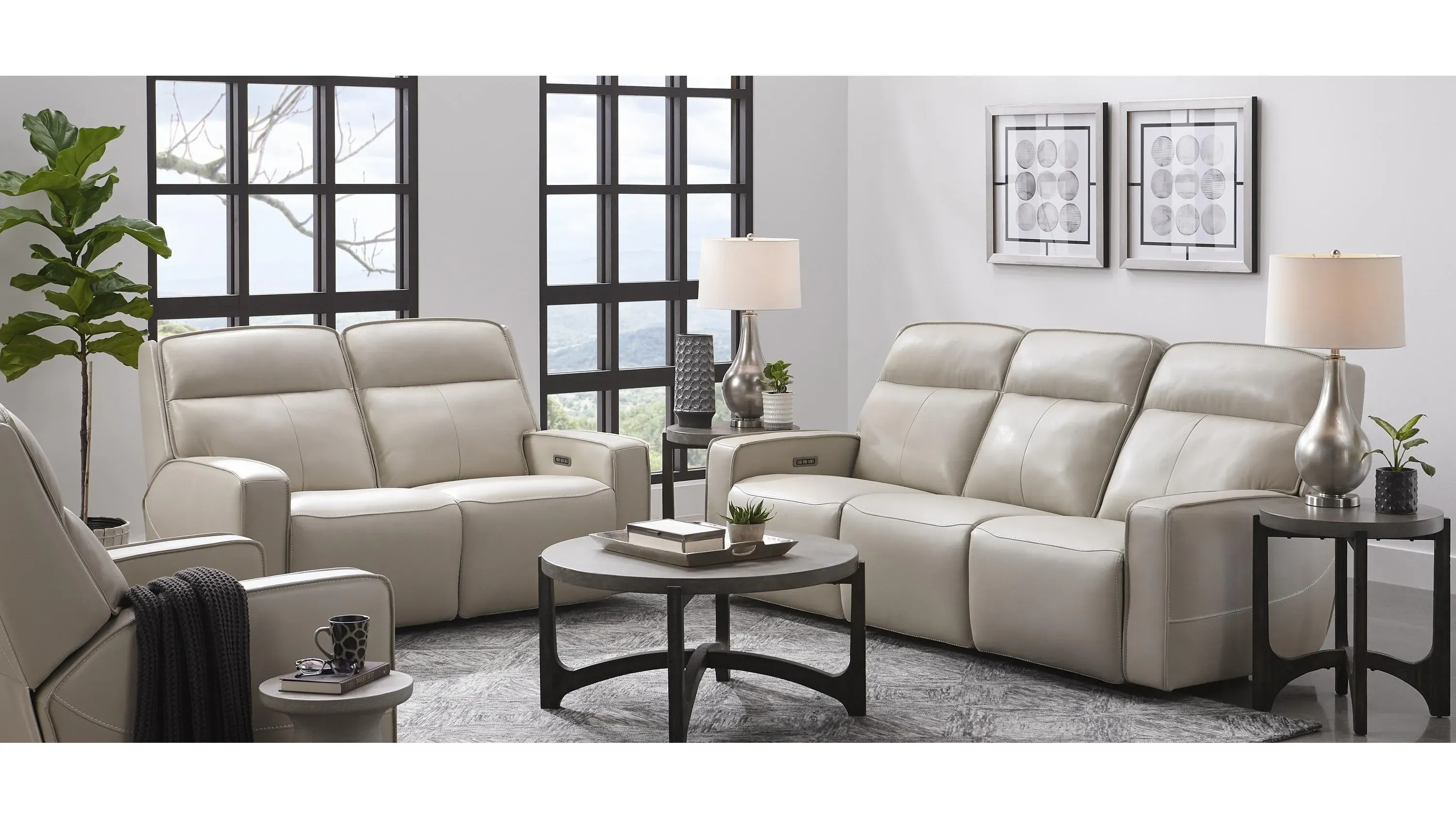 Beckett Power Sofa with Power Headrest and Power Lumbar Ivory Product_Image_Carousel