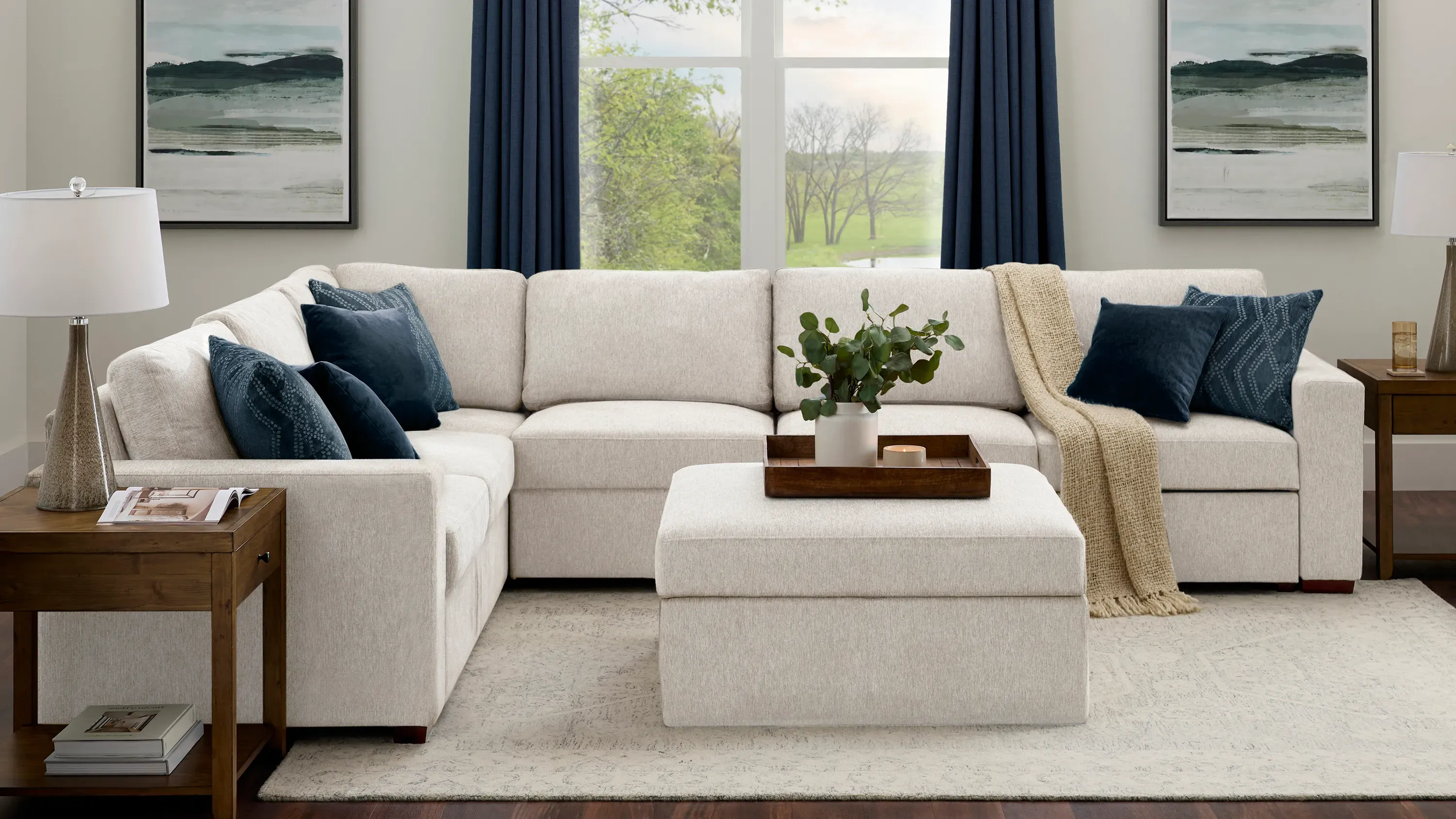 Juniper 5-pc. Reversible Pop-Up Sleeper Sectional | Raymour & Flanigan