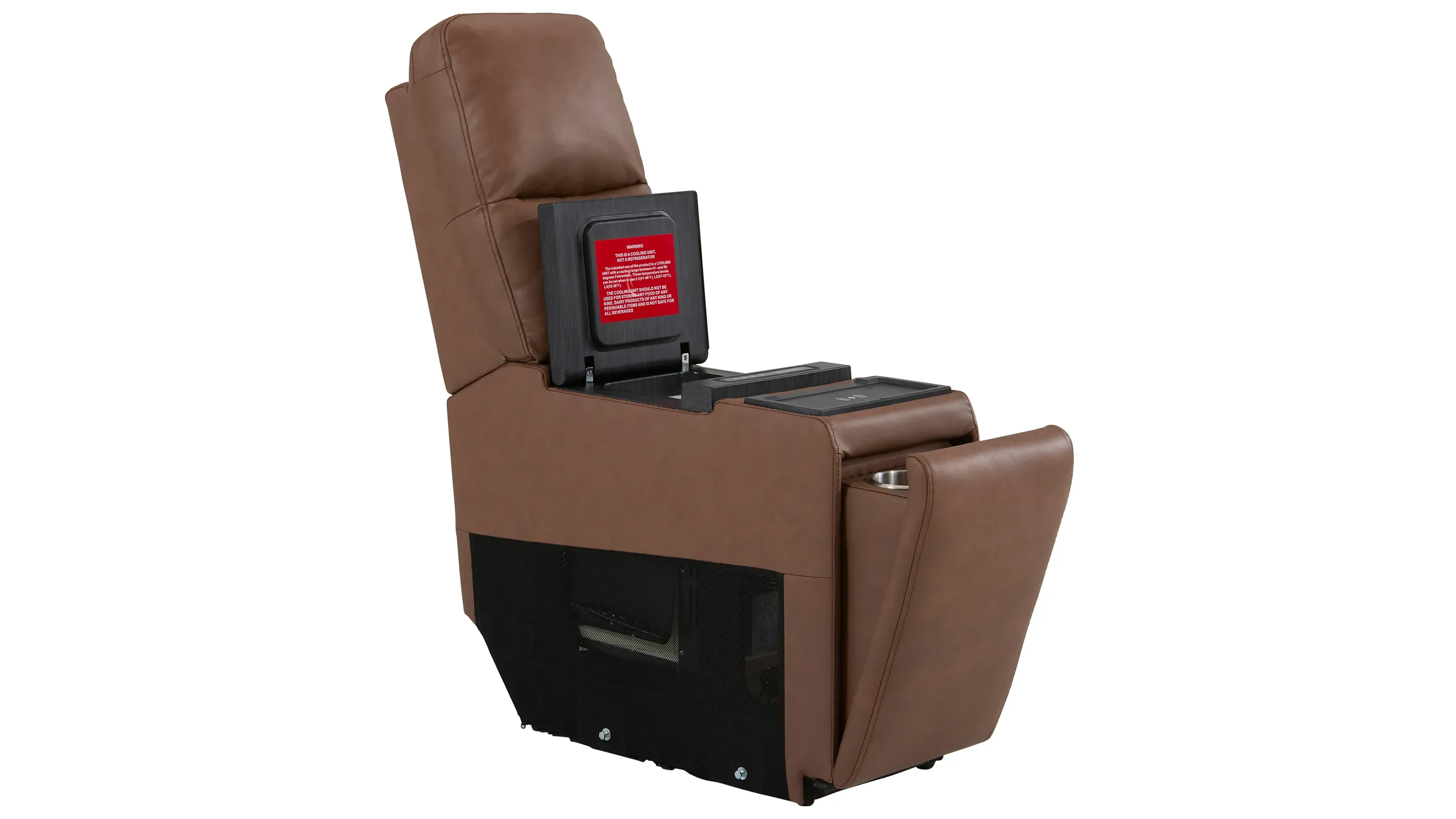 Harbin Leather Cooler Console w/ Wireless Charging and Cupholder
