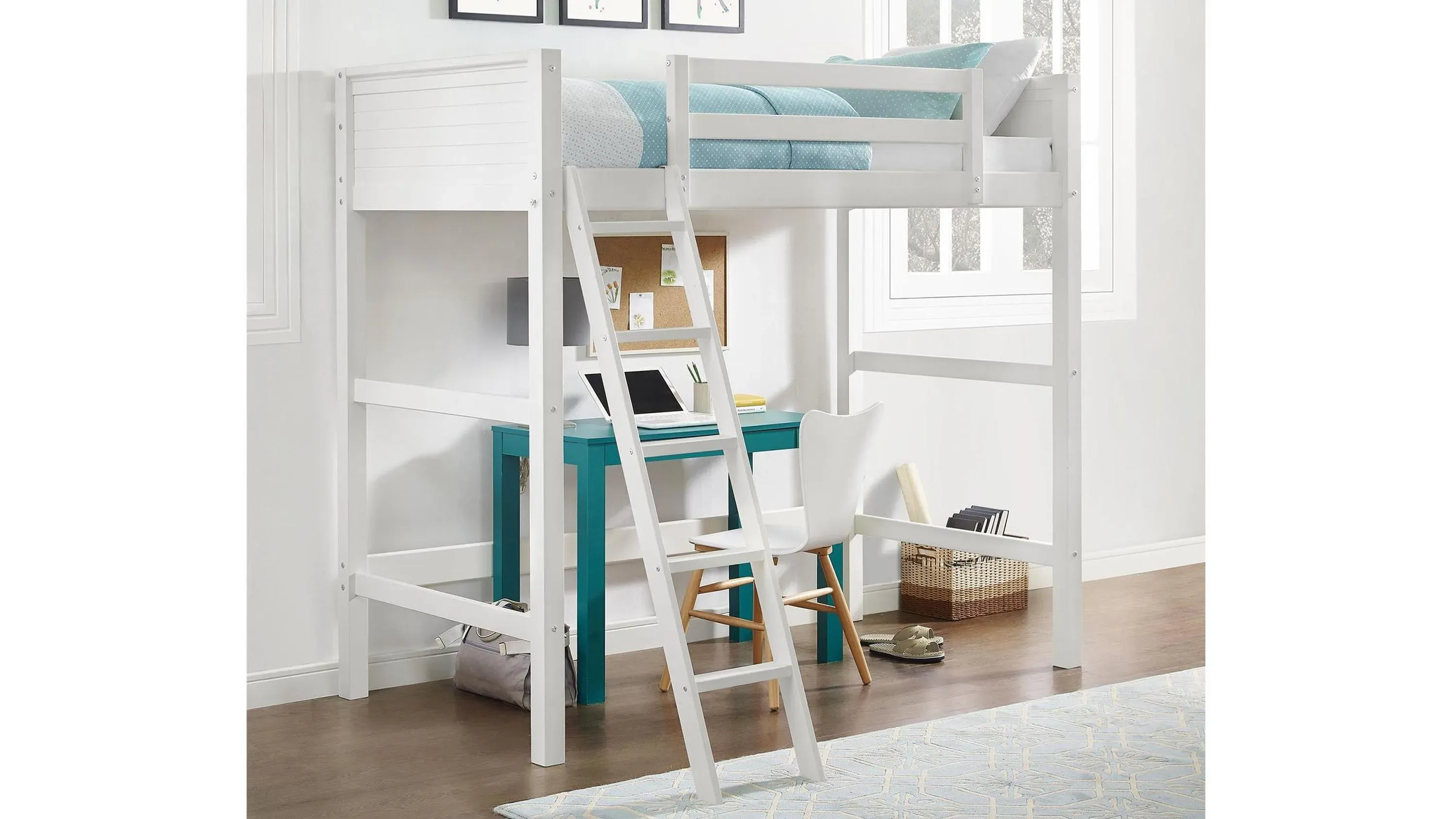 Atwater Living Rollins Kids Wooden Loft Bed with Ladder