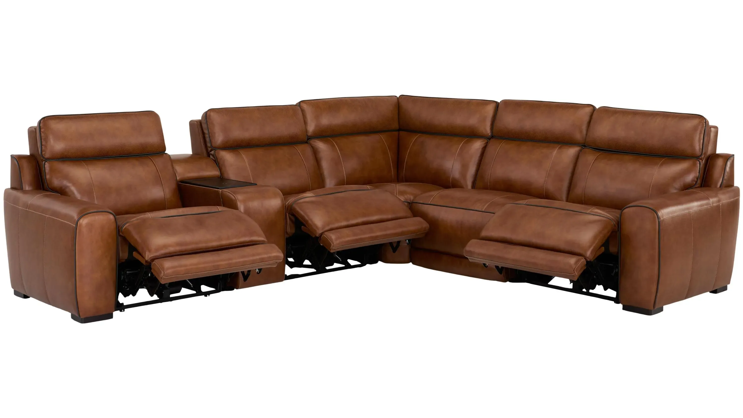 Titan 6-pc. Triple Power Leather Sectional w/ Immersive