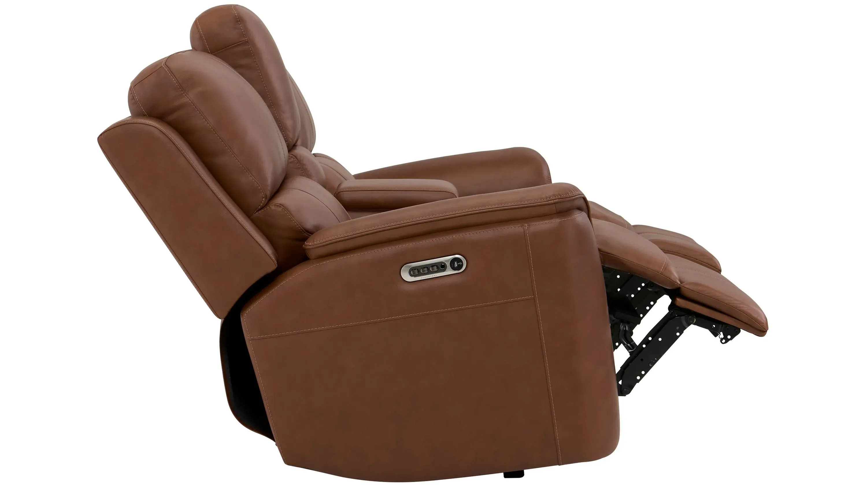 Henrick Triple Power Leather Console Loveseat | Raymour & Flanigan