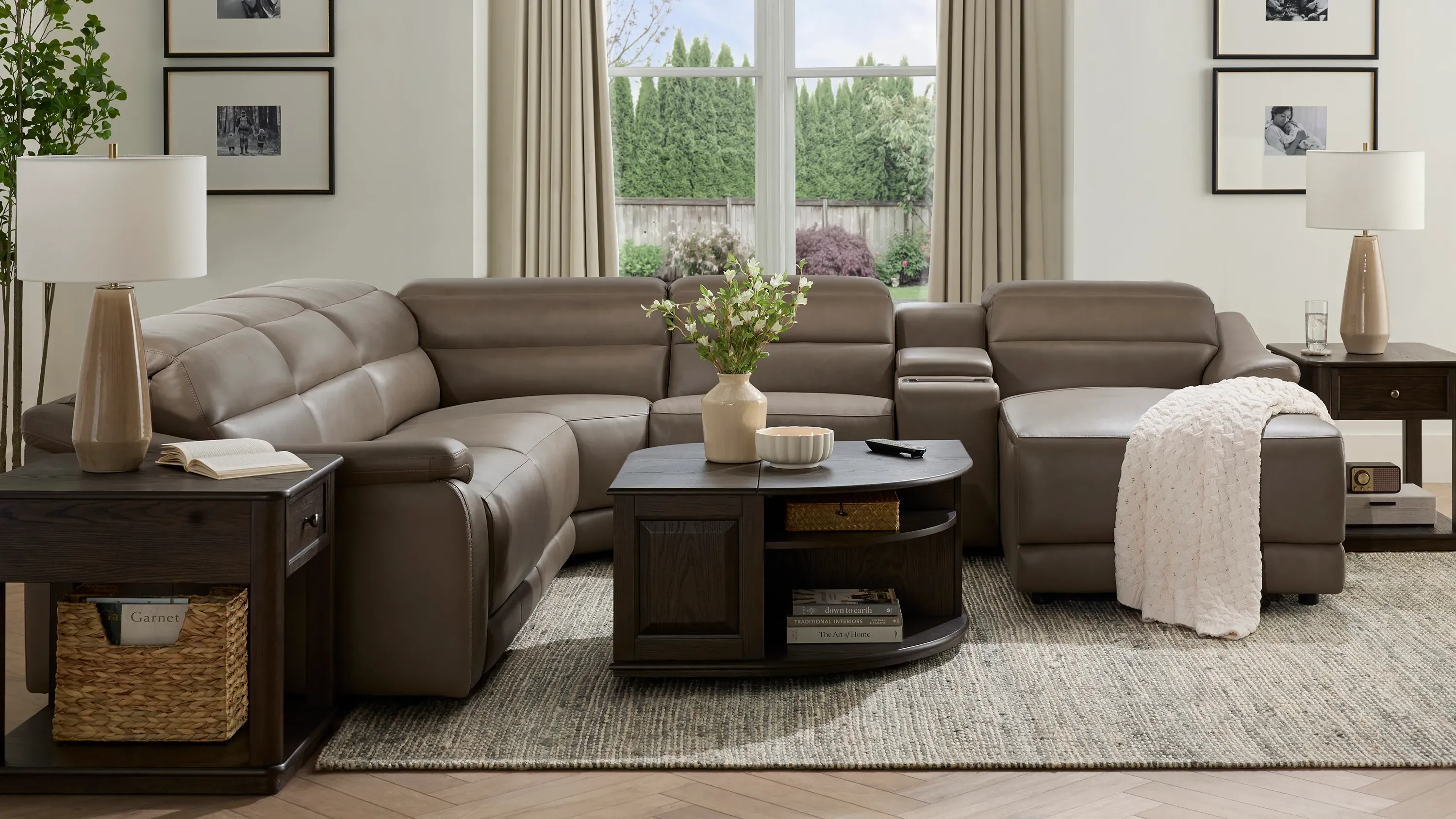 Tucker 6-pc. Triple Power Leather Sectional | Raymour & Flanigan
