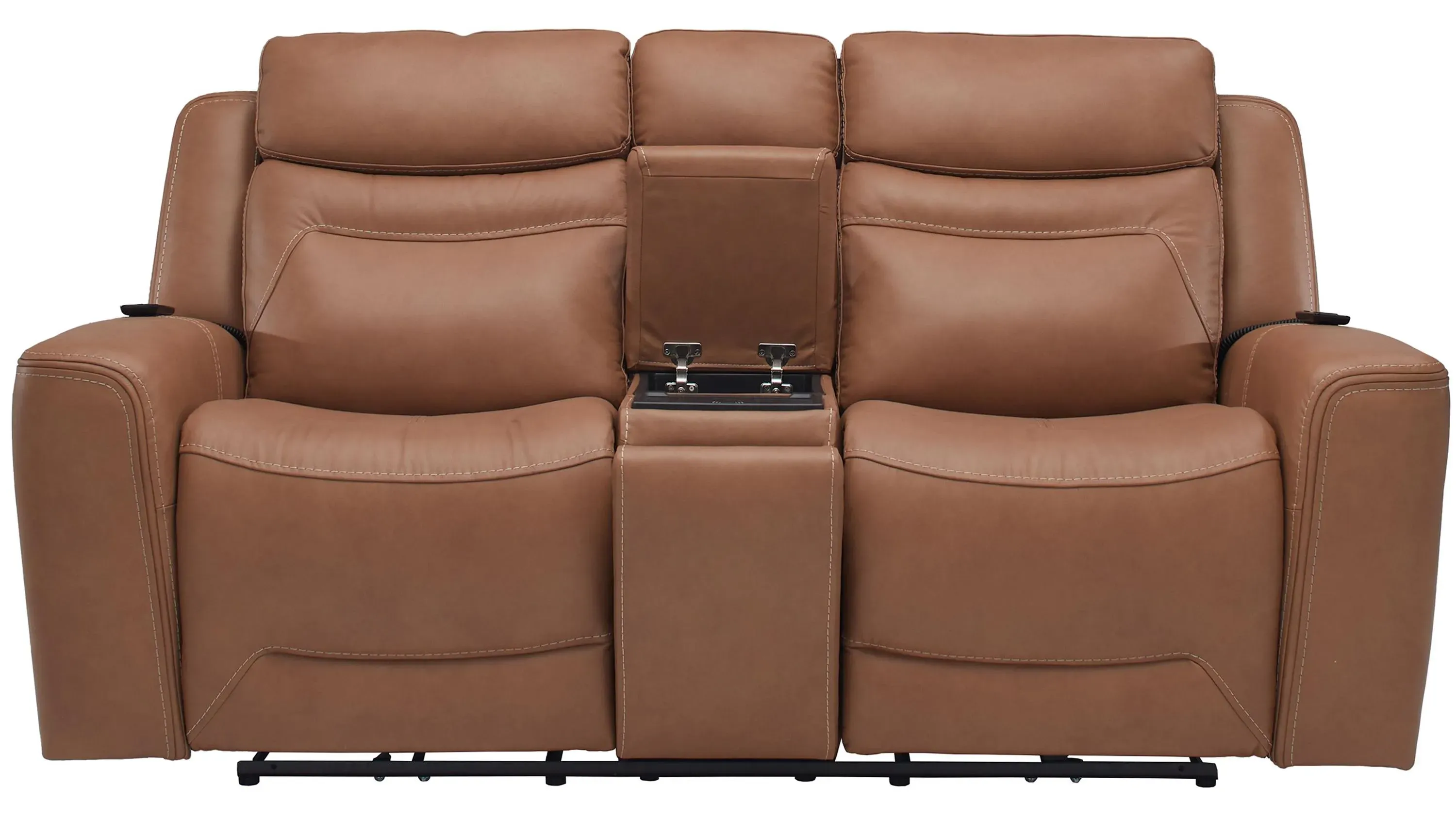 Morgenthal Power Console Loveseat w/Power Headrest, Lumbar, Heat and Massage