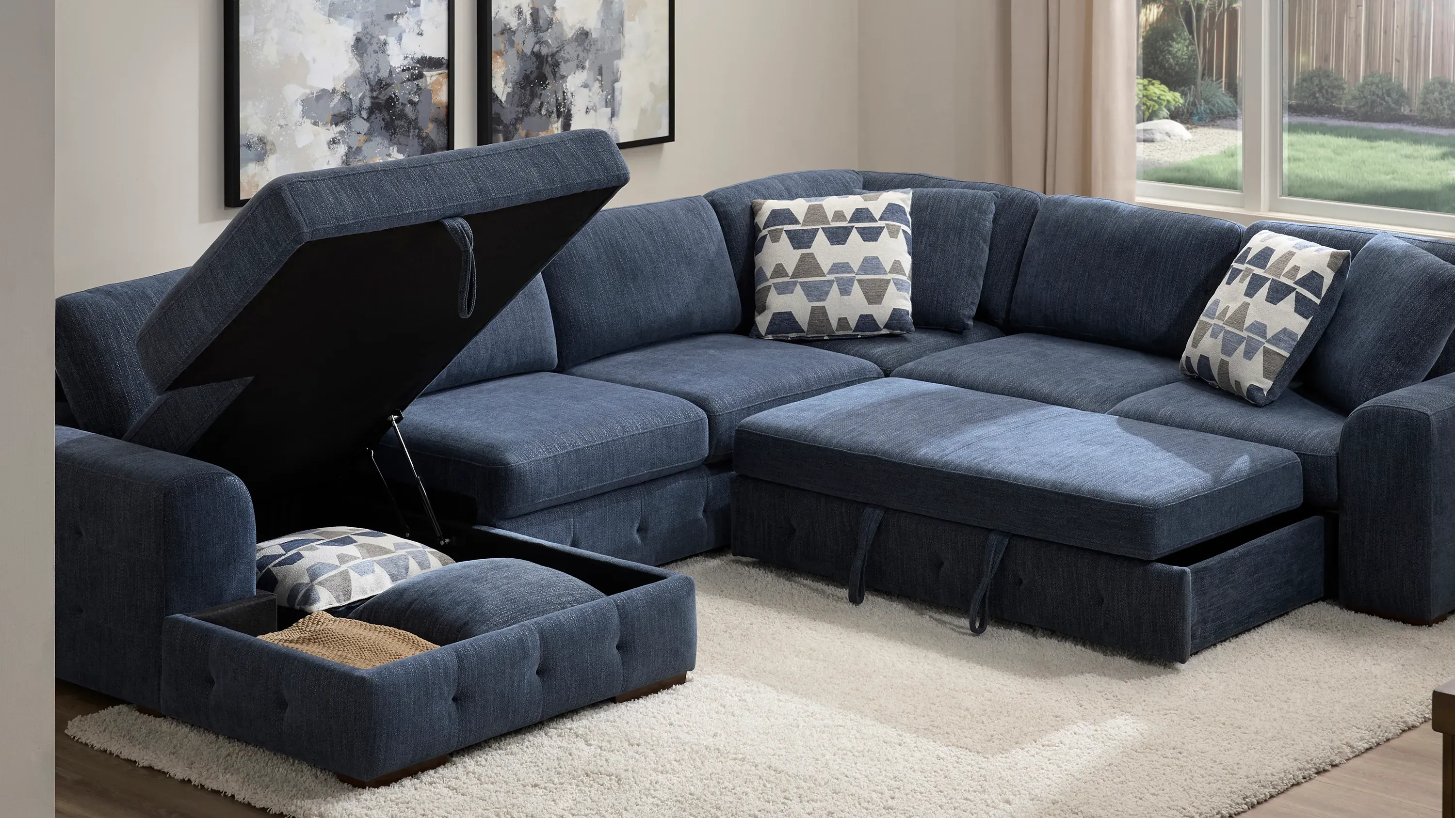 Dolman Left Arm Facing Chaise with Storage | Raymour & Flanigan