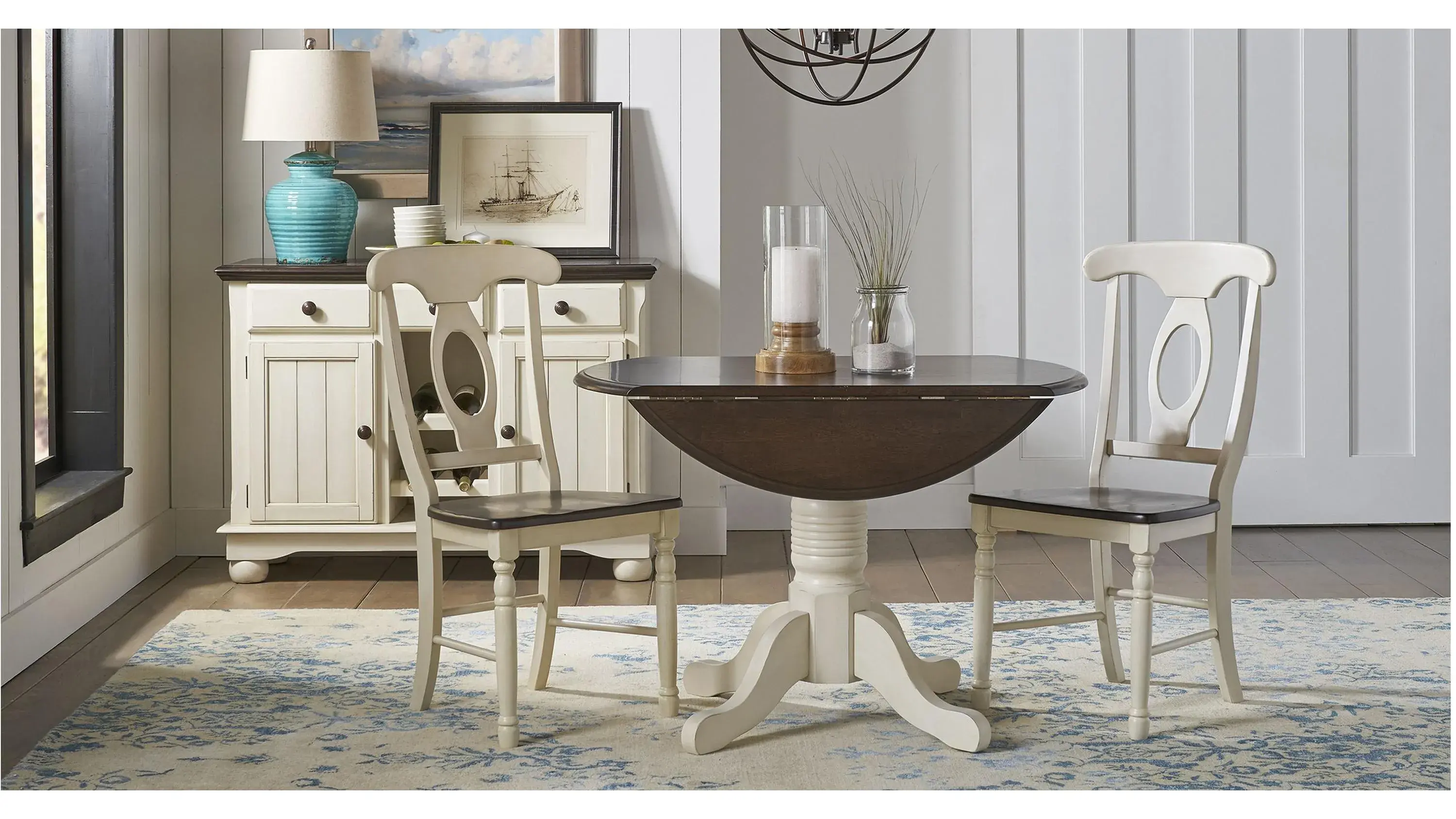 British Isles Round Double Drop-Leaf Dining Table - Thumbnail 2