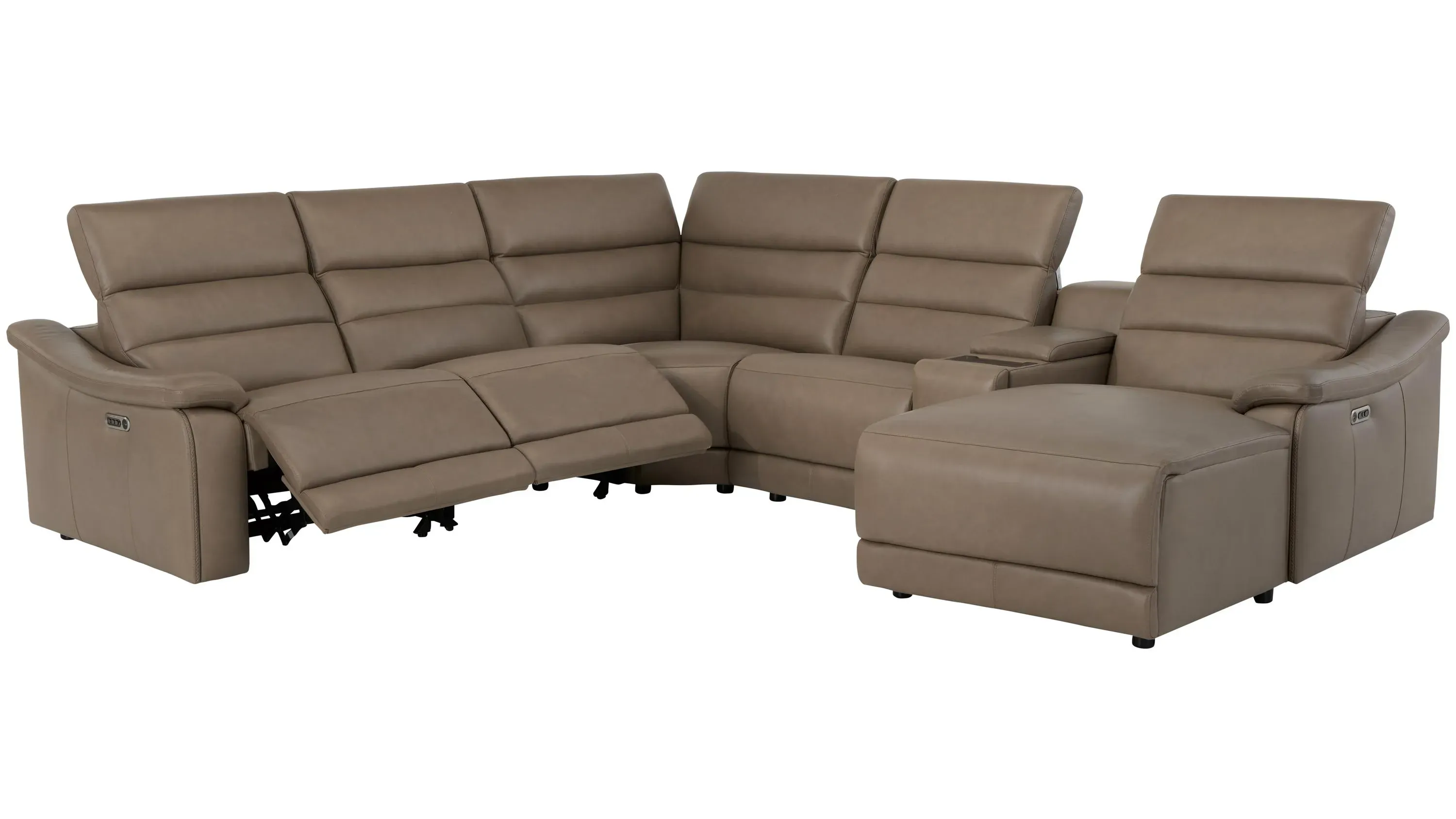 Tucker 6-pc. Triple Power Leather Sectional | Raymour & Flanigan