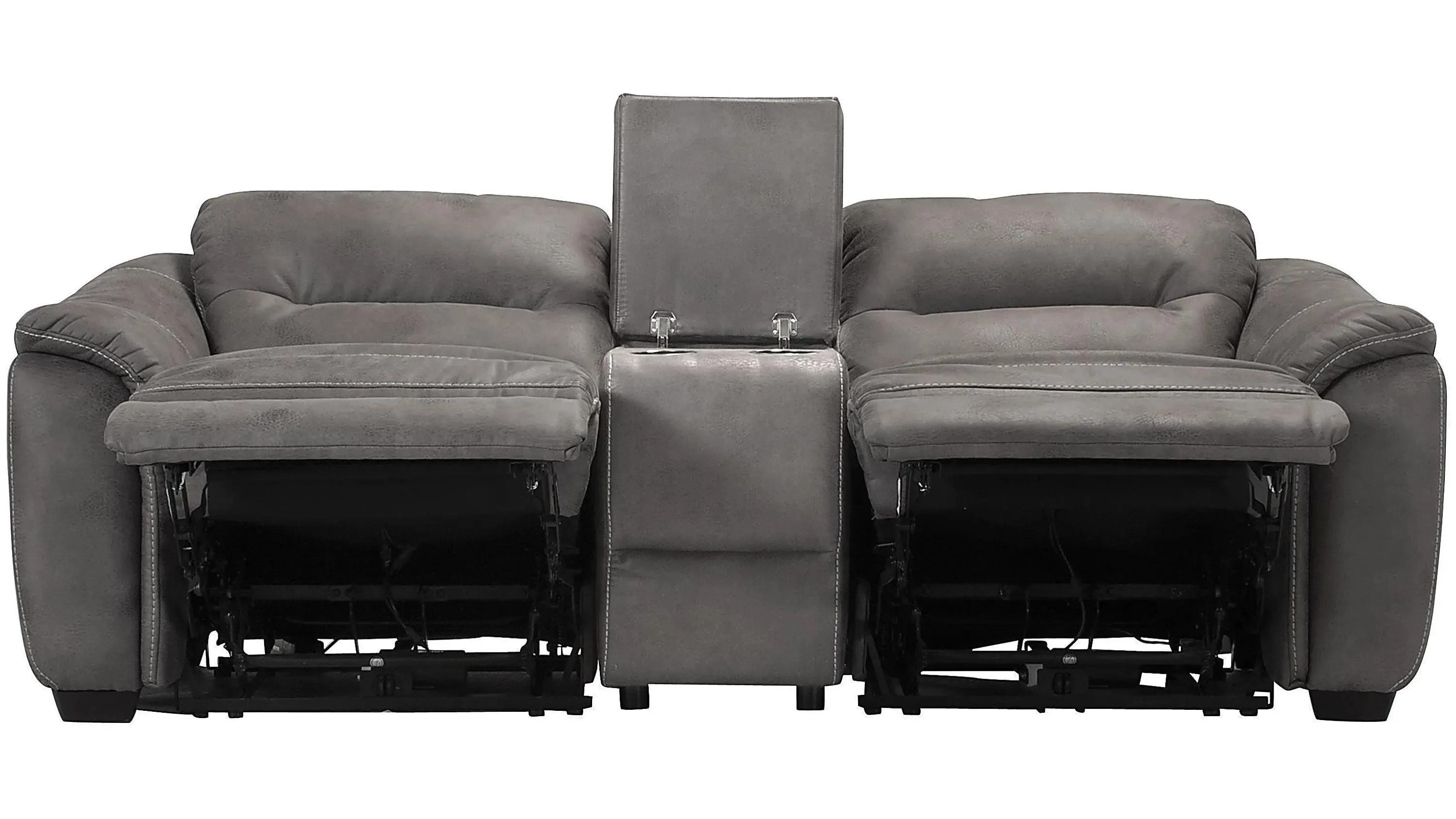 Rockland Microfiber Power Console Loveseat Raymour Flanigan - Main Image