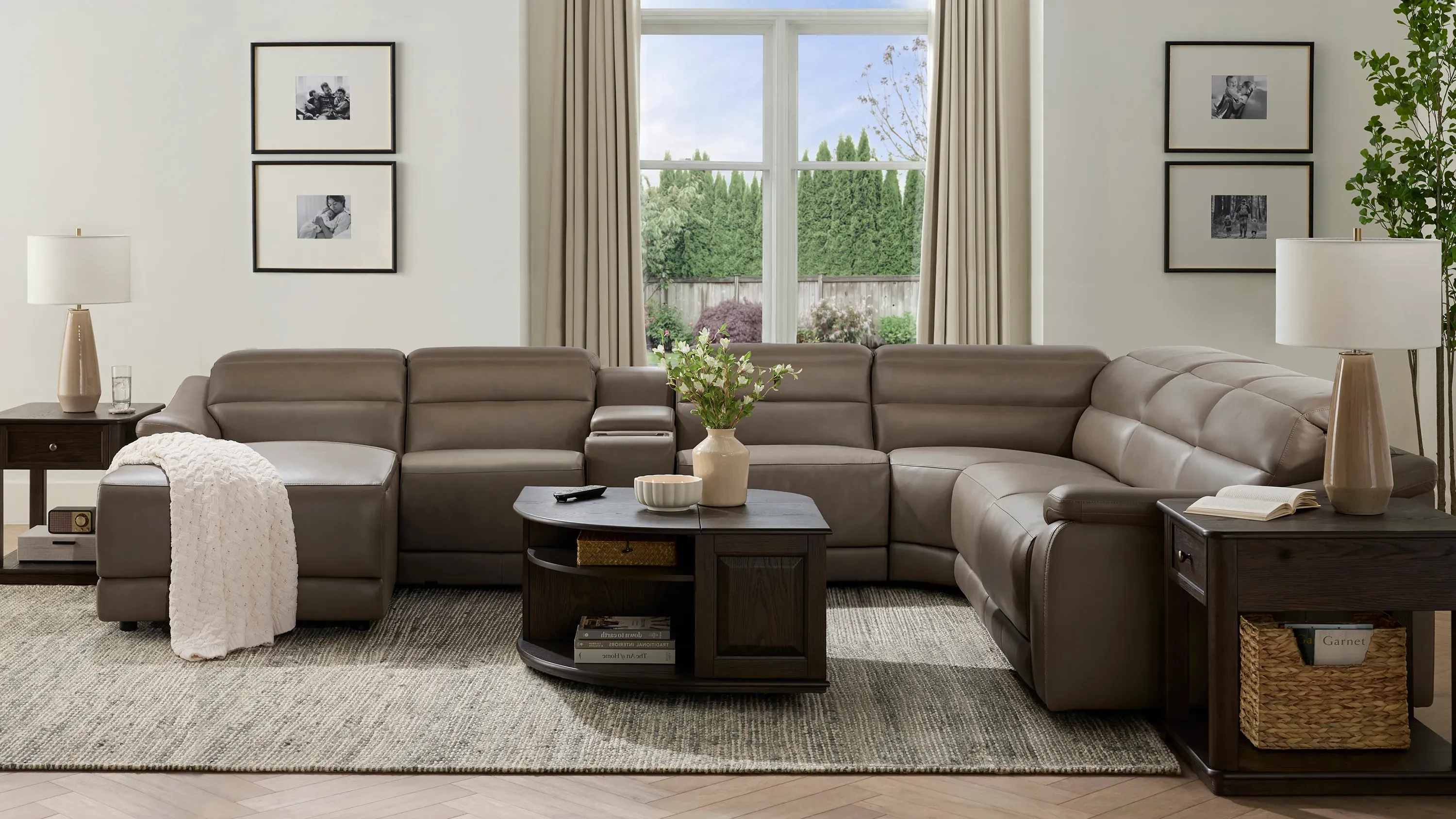 Tucker 7-pc. Triple Power Leather Sectional | Raymour & Flanigan