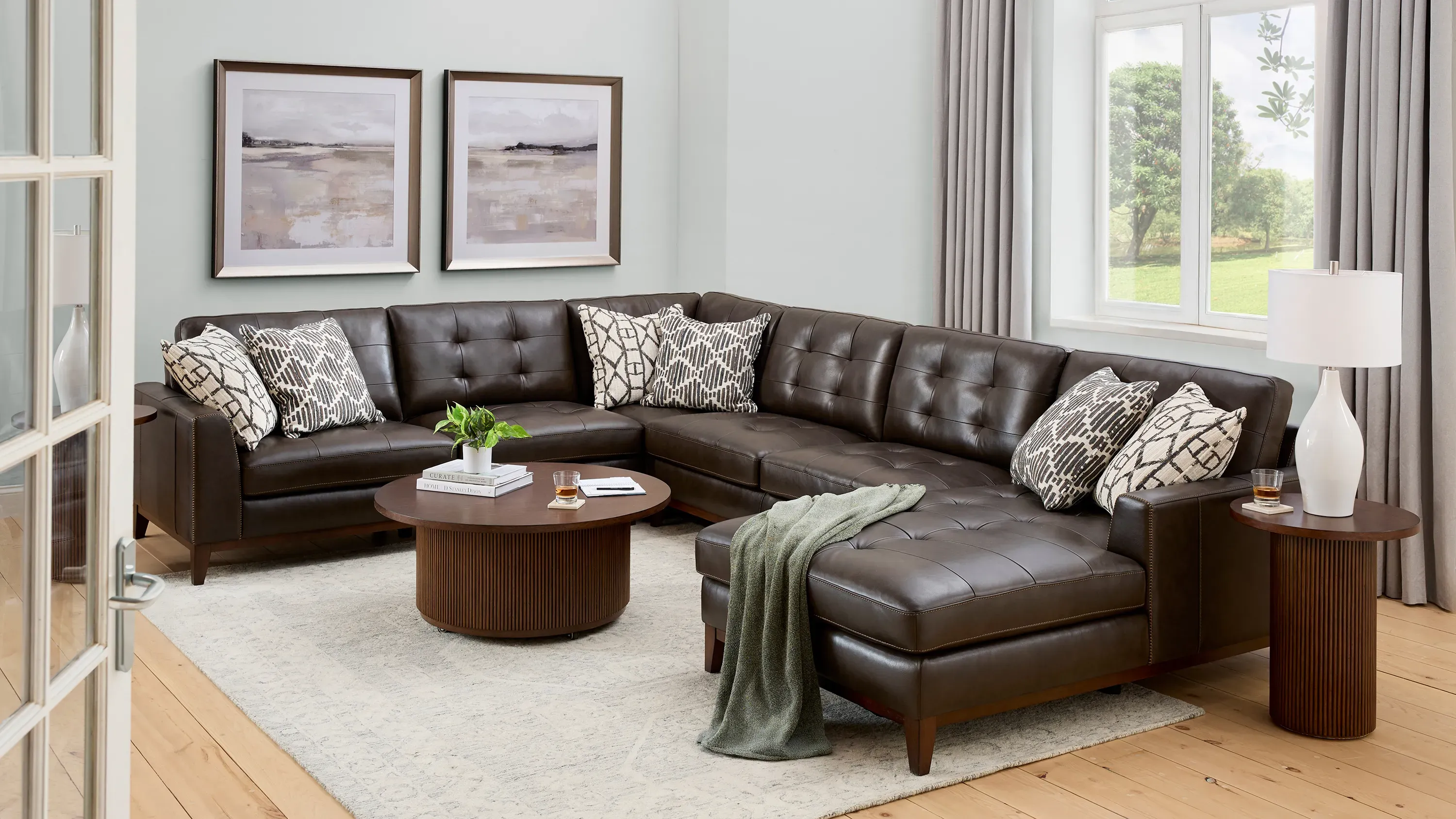Wheaton Leather 5-pc. Sectional | Raymour & Flanigan