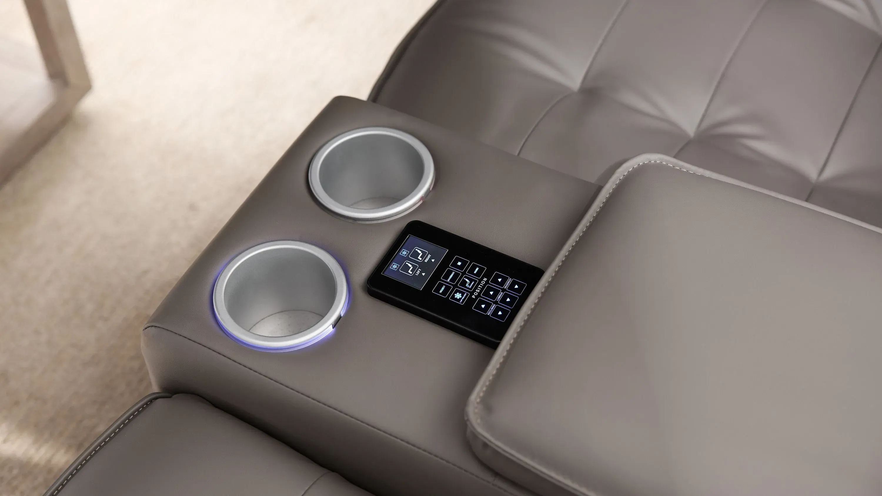 Hanlin Power Console Loveseat w/ Power Headrest, Lumbar, Heat and