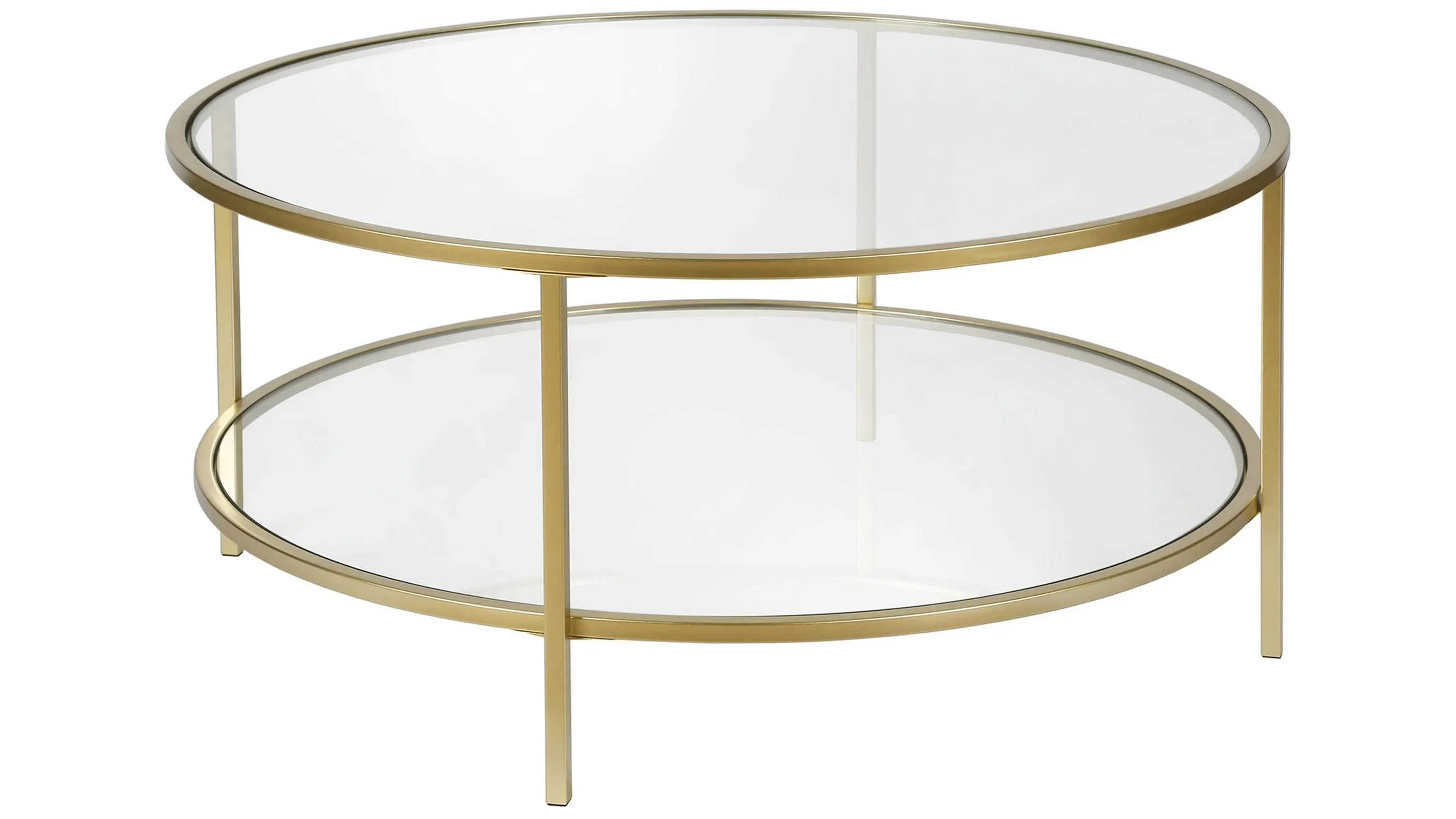 Sivil Round Coffee Table with Glass Shelf