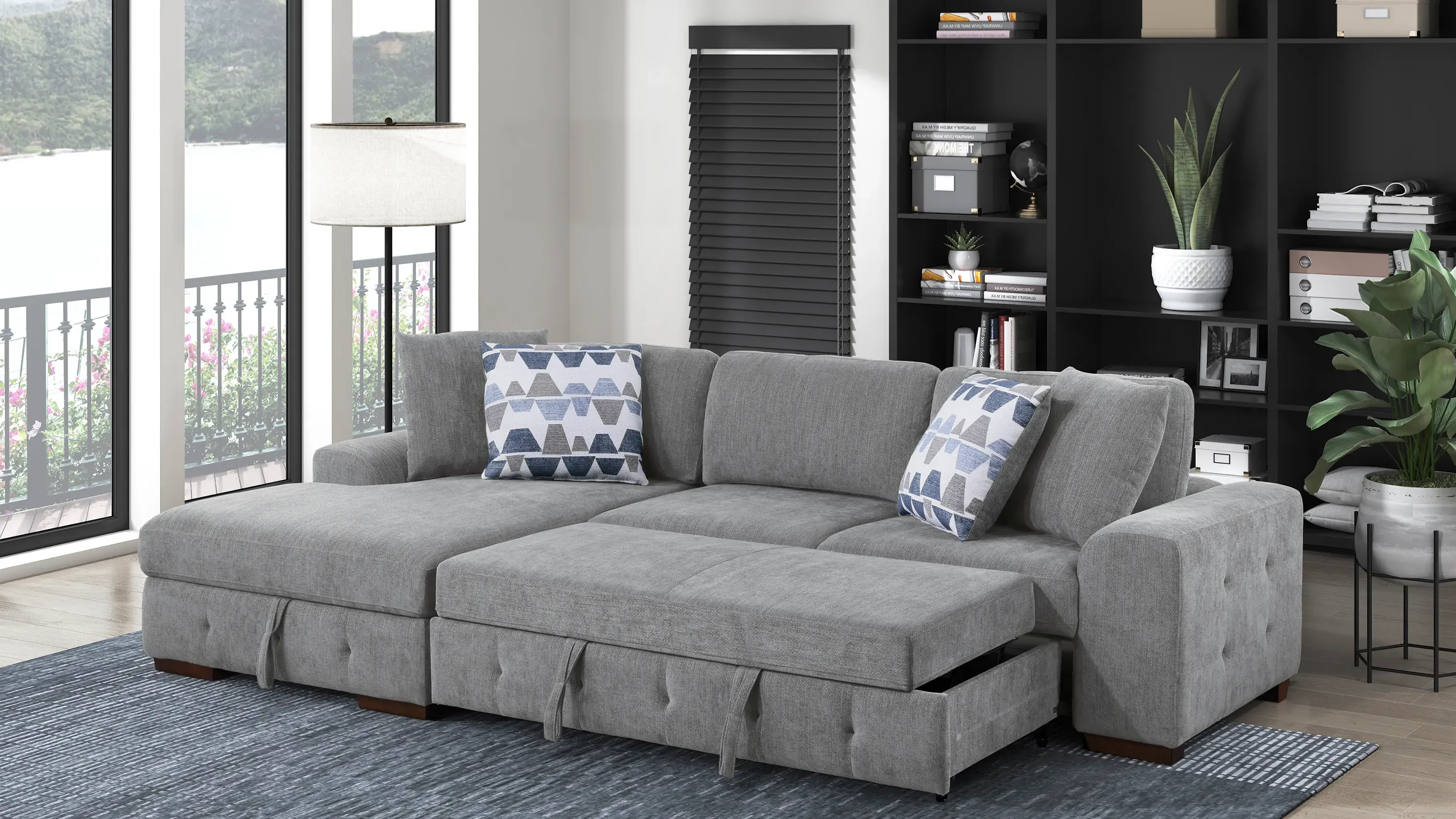 Dolman Right Arm Facing Loveseat with Pop-Up Sleeper | Raymour