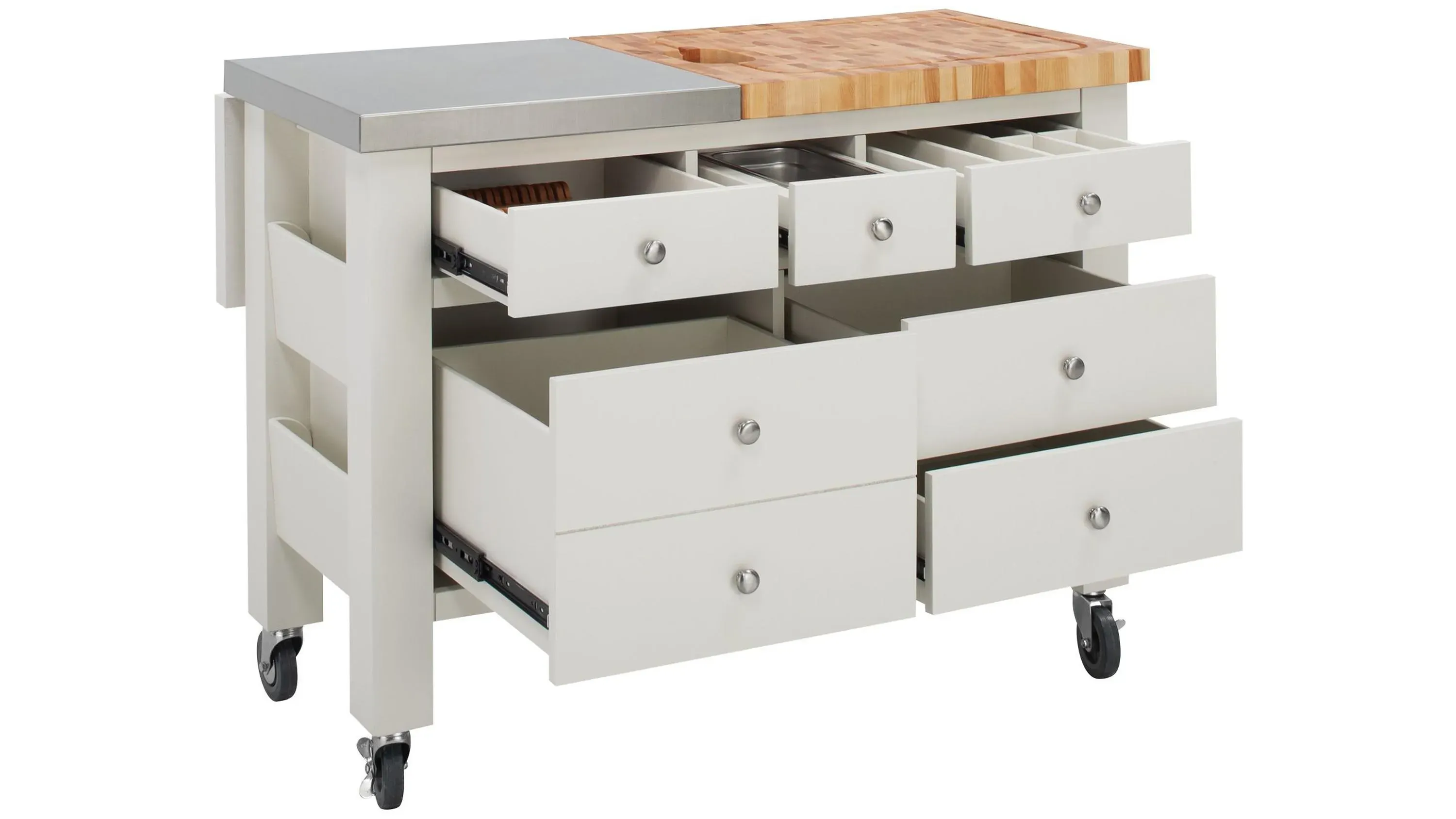 Gourmet Kitchen Island w/ Leaf | Raymour & Flanigan