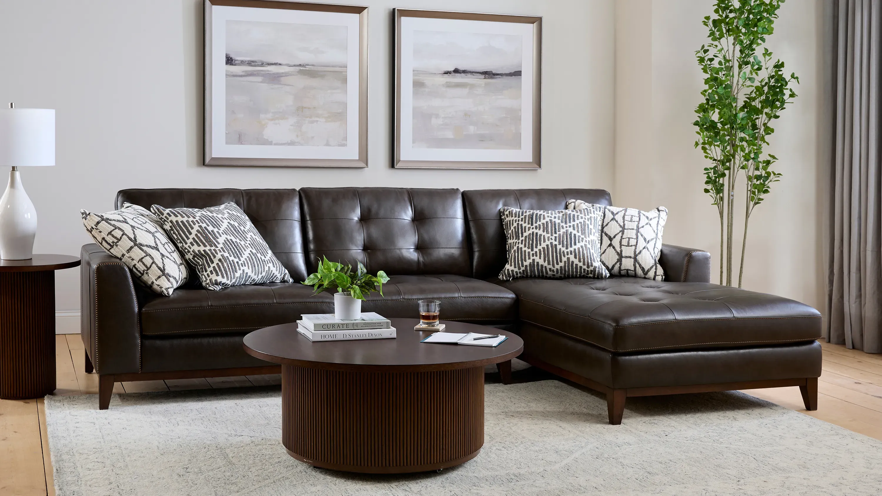 Wheaton Leather 2-pc. Sofa Chaise | Raymour & Flanigan