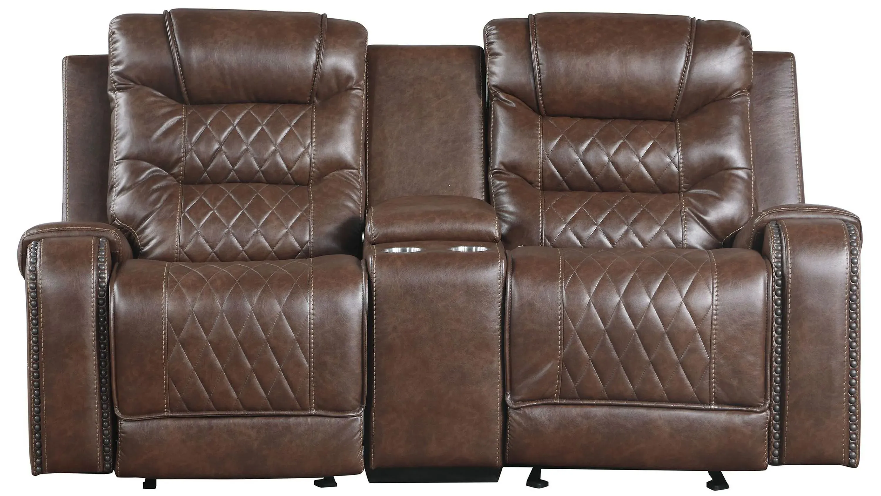 Greenway Double Glider Reclining Console Loveseat w/ USB | Raymour