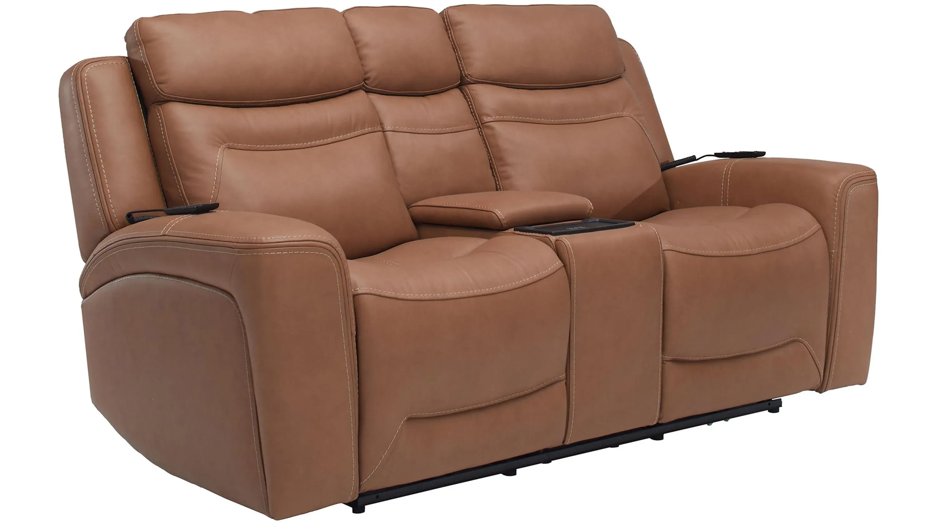 Morgenthal Power Console Loveseat w/Power Headrest, Lumbar, Heat and Massage