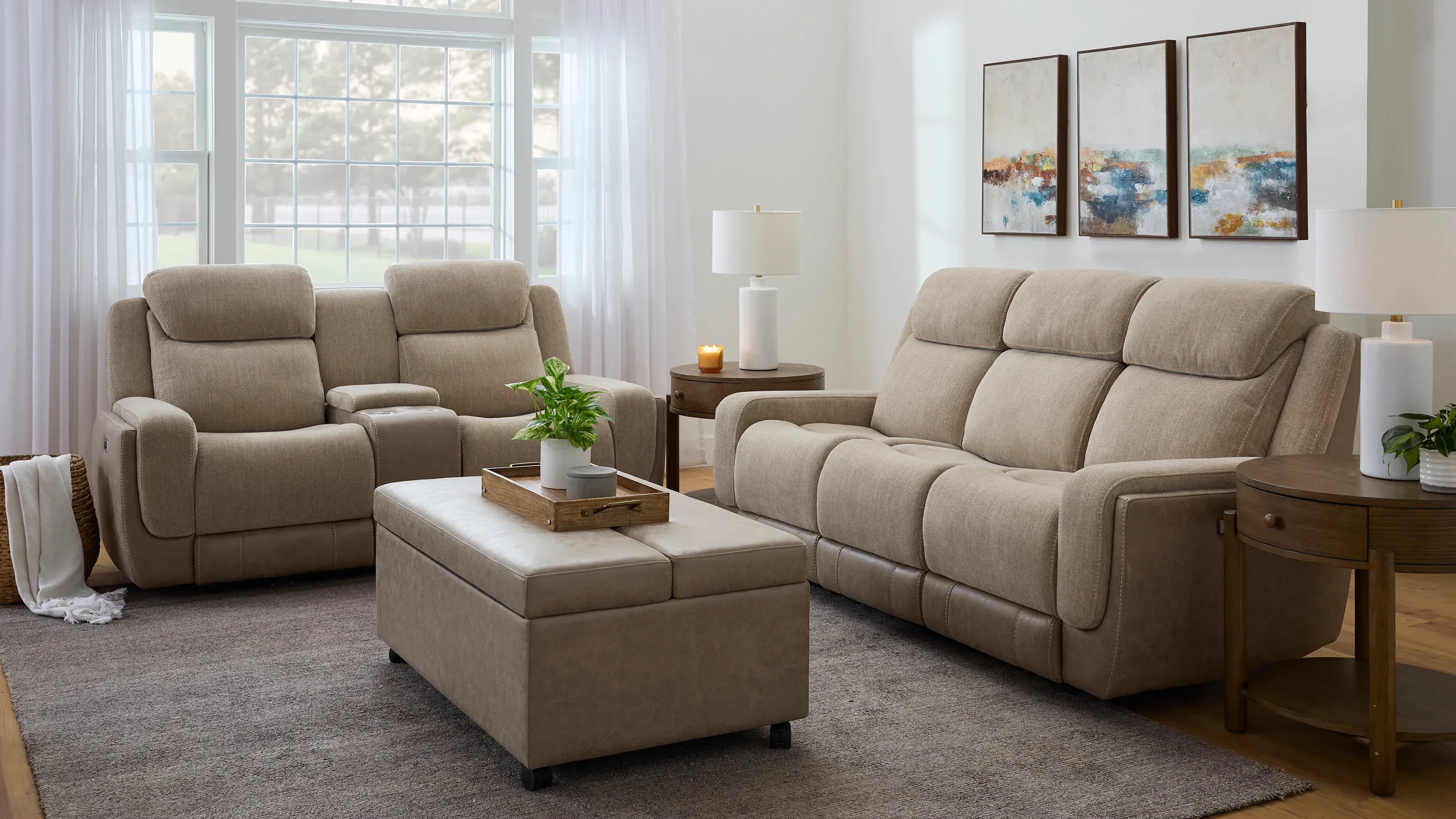 Novah Zero Gravity Power Console Loveseat w/ Power Headrest