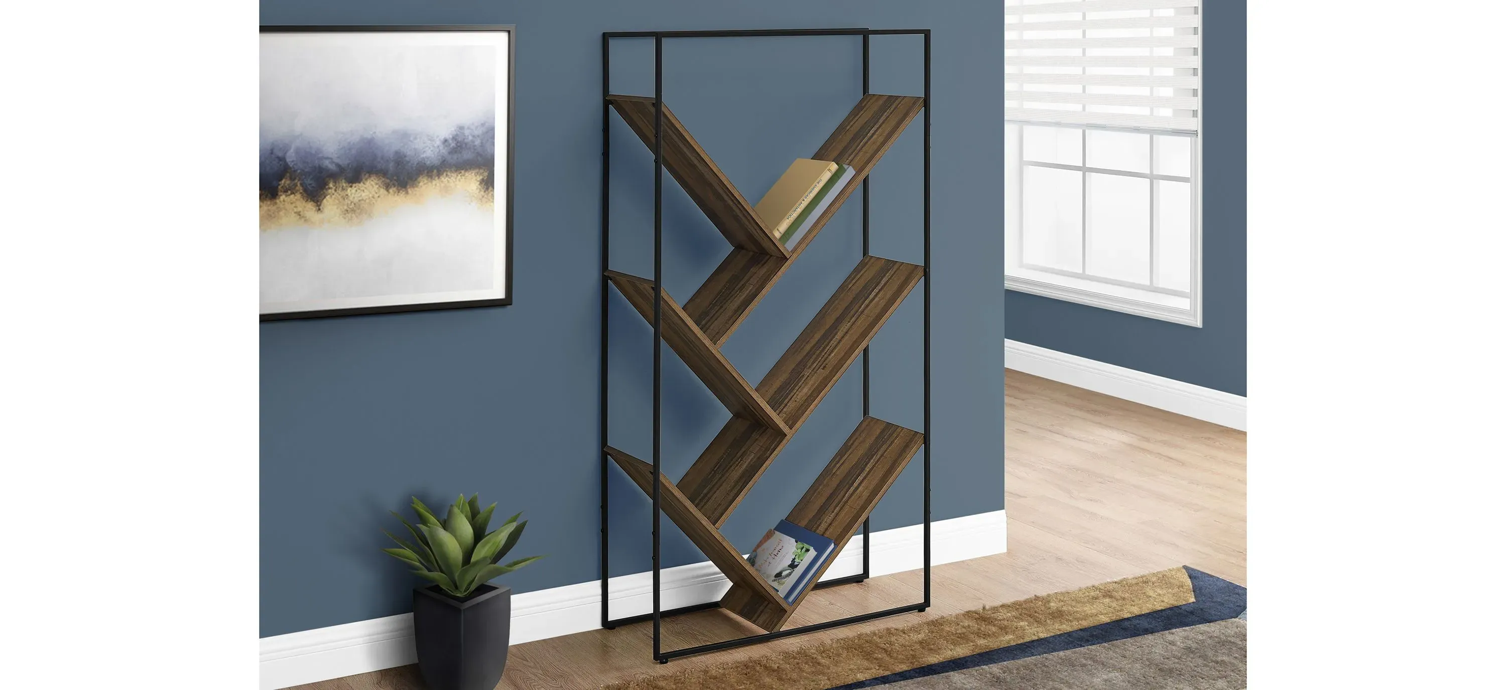 Titus Bookcase w Slanted Shelves Raymour Flanigan
