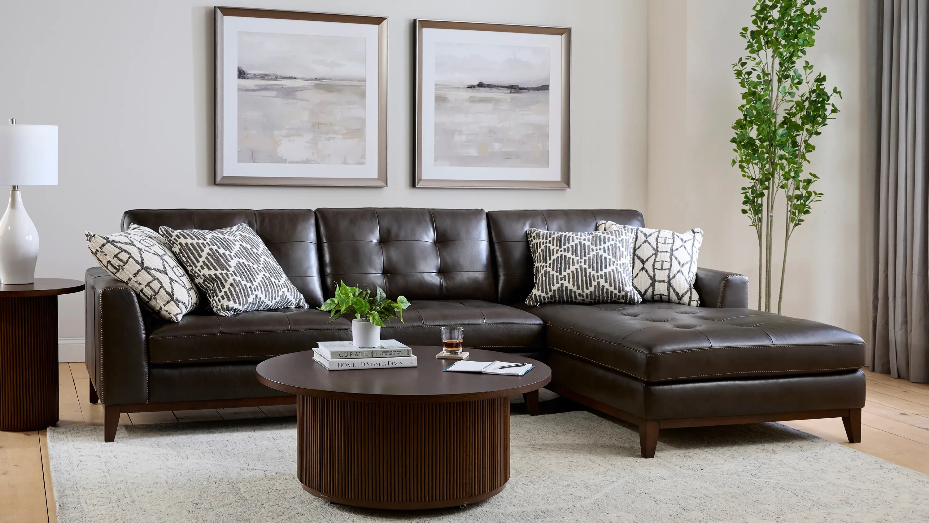 Wheaton Leather 2-pc. Sofa Chaise | Raymour & Flanigan