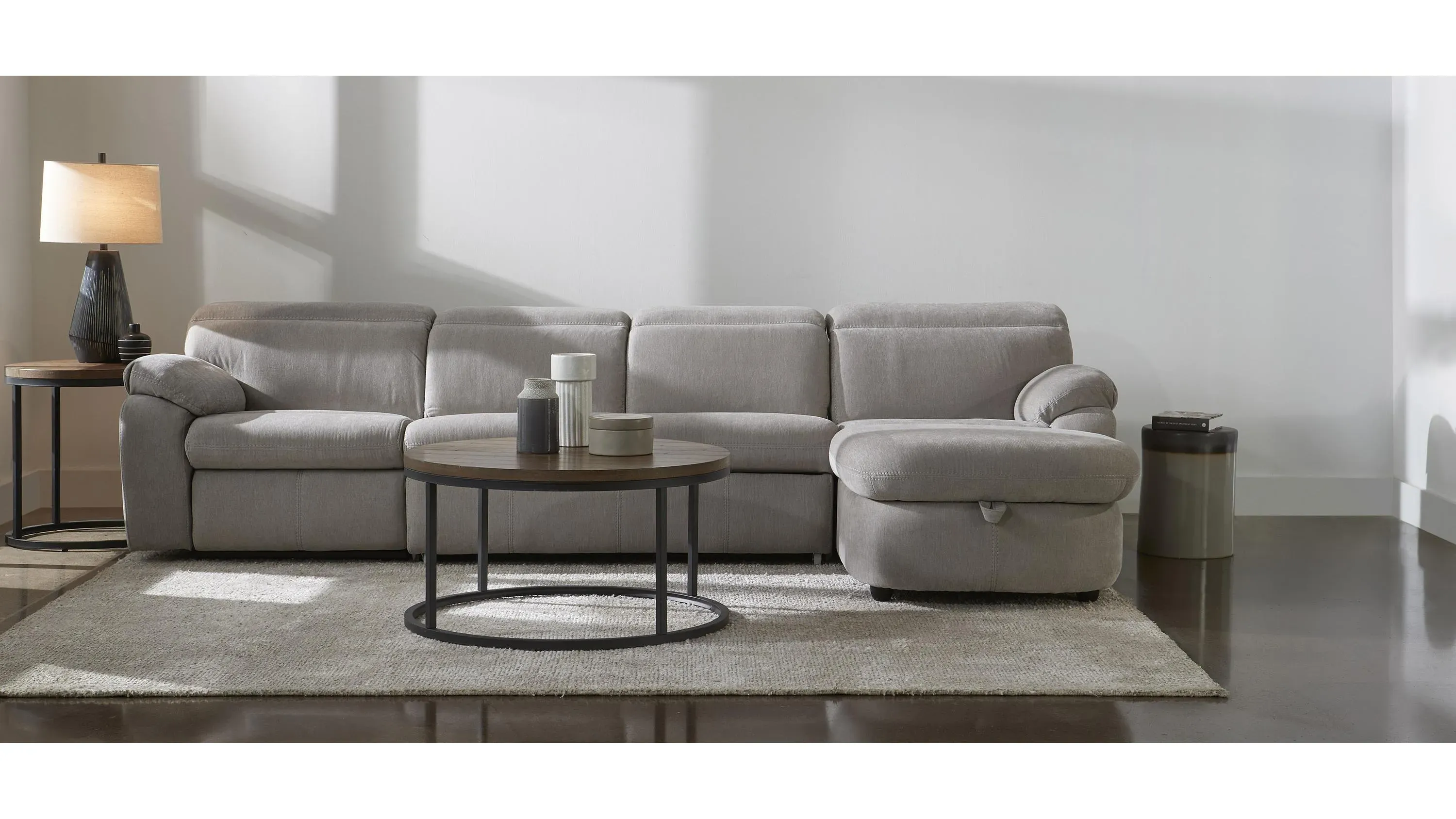 Enbright Microfiber 3-pc. Power-Reclining Sectional w/ Pop-Up