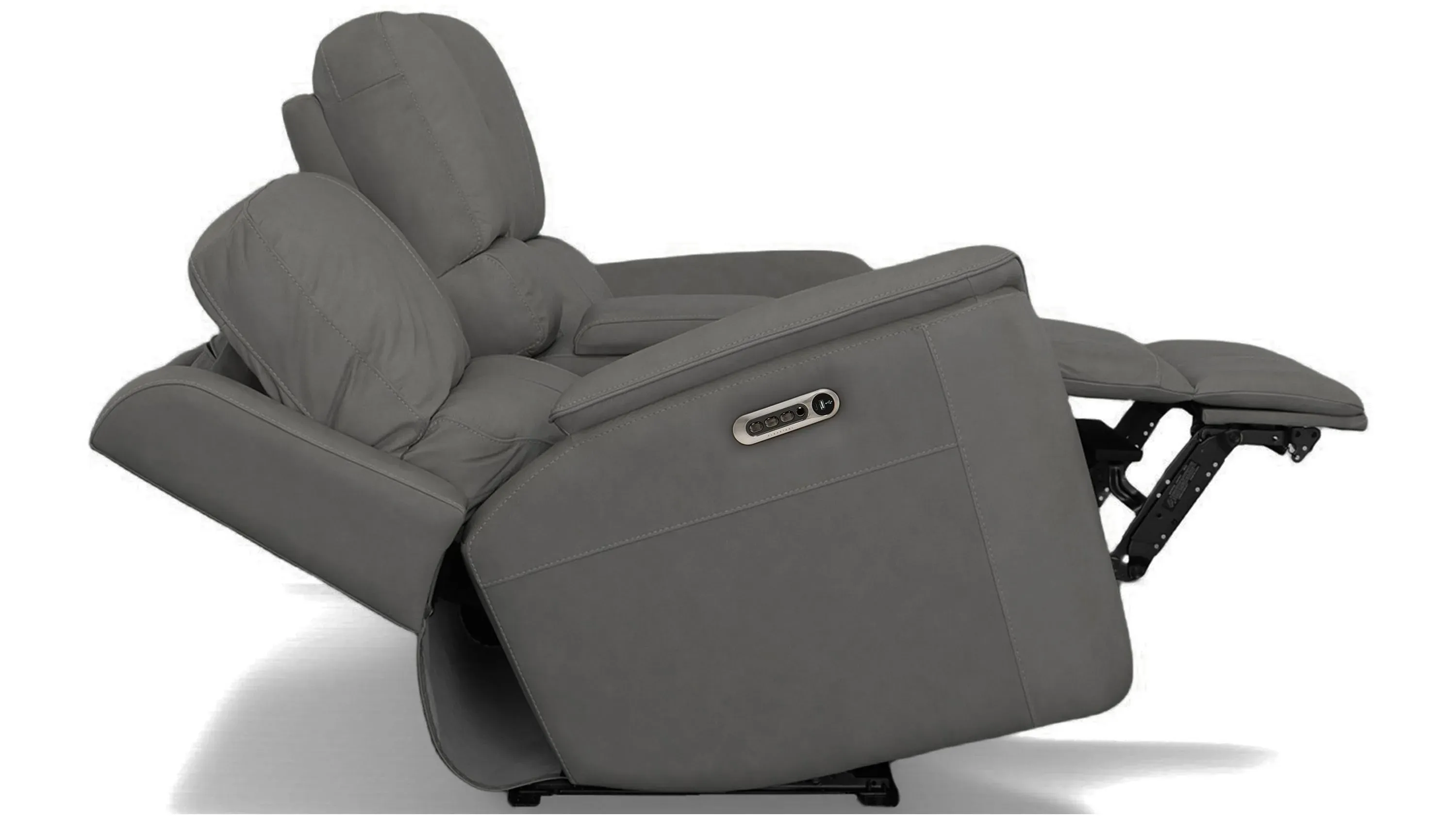 pairscassina 革オットマン Henrick Triple Power Leather Console Loveseat | Raymour & Flanigan
