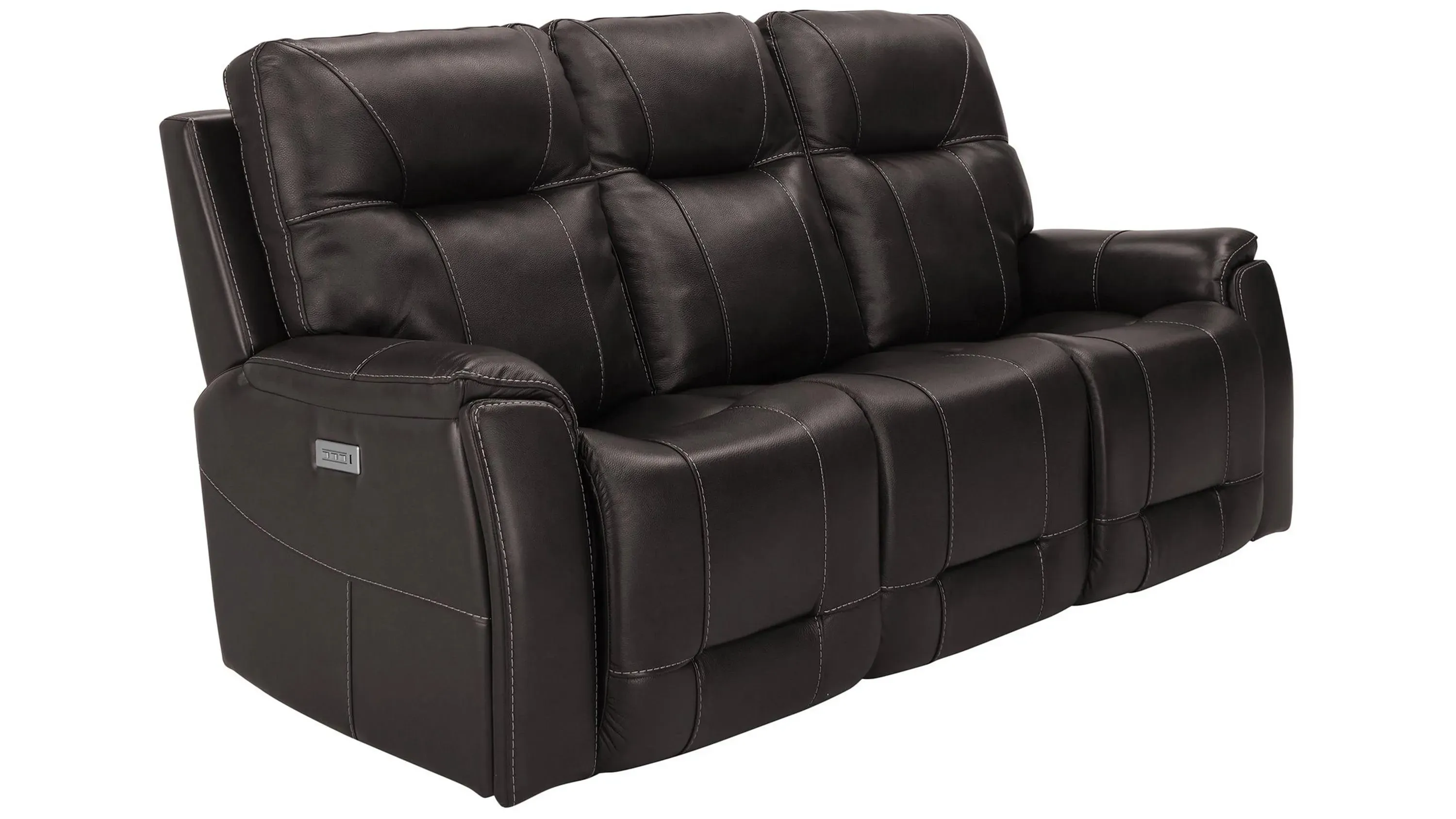 Barnett Leather Layflat Power Sofa w/ Power Headrest and Lumbar