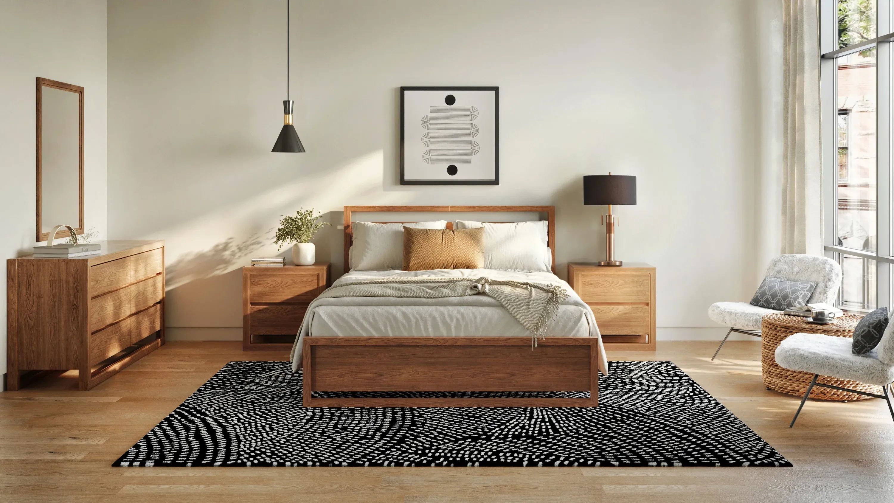 re/room様　2点セット Aversa 4-pc. Bedroom Set w/ 1-side Storage Bed and 2-Drawer