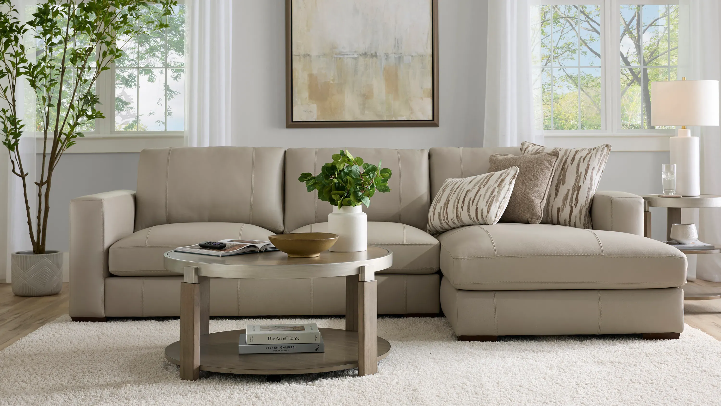 Oaklynn Leather Left Arm Facing Loveseat | Raymour & Flanigan