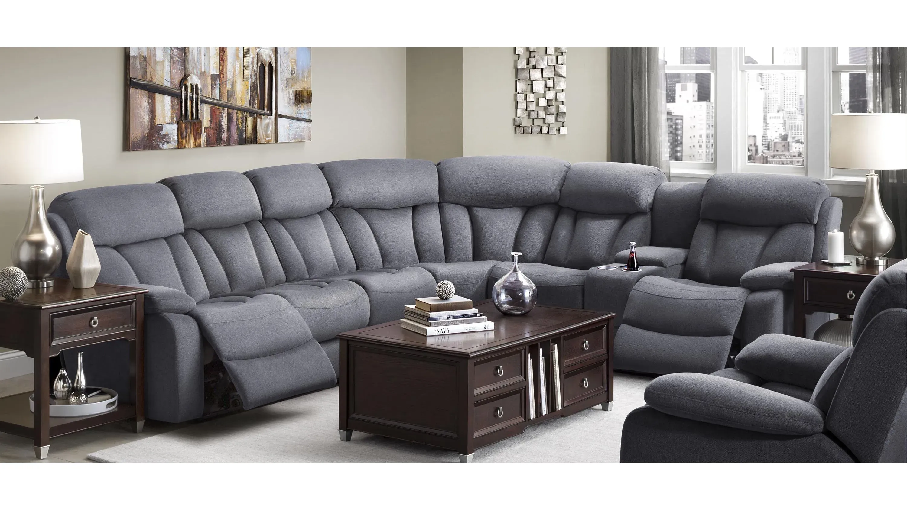 Connell 4-pc. Power-Reclining Sectional Sofa w/ Heat and Massage