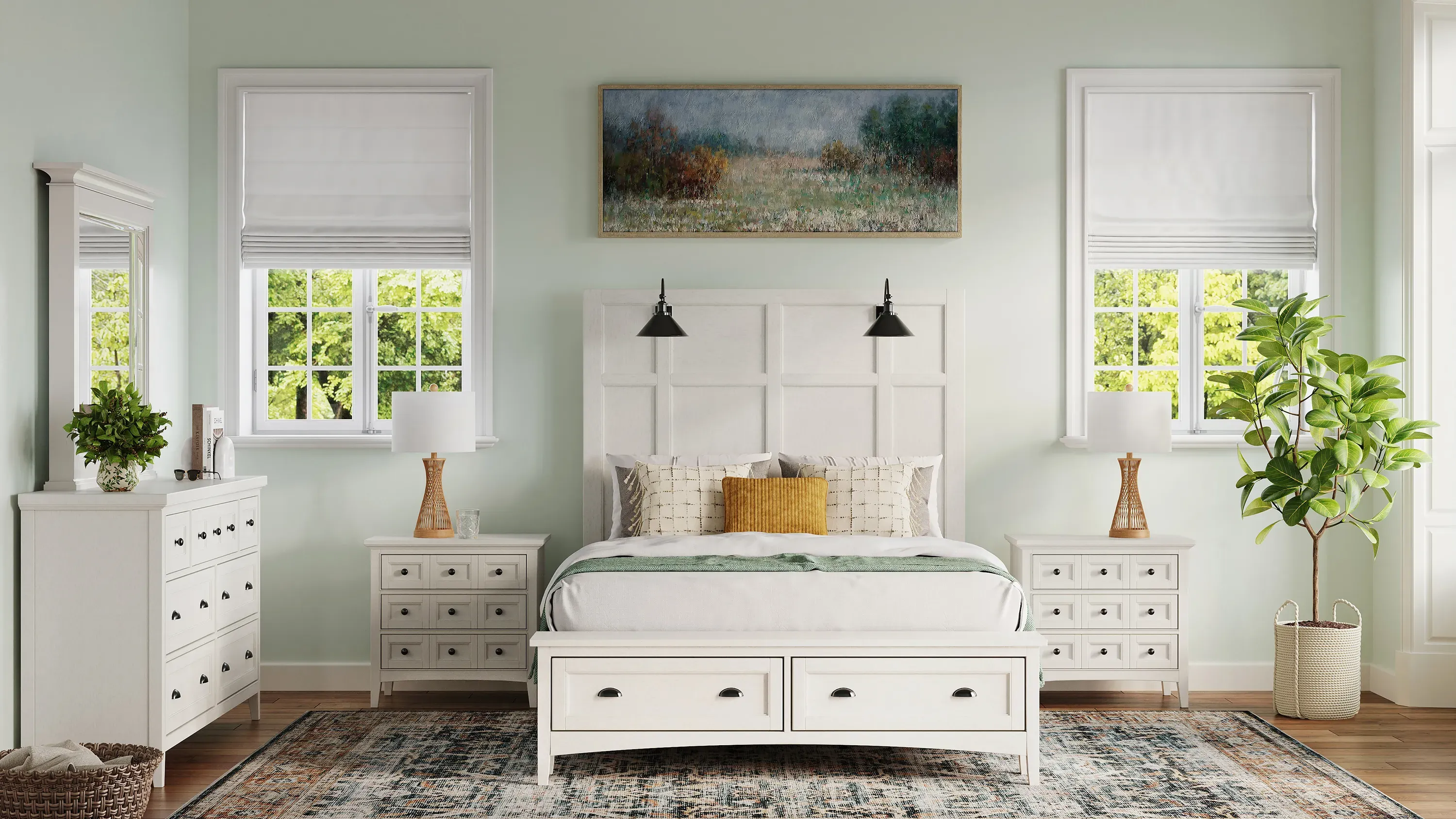 Ivy Ridge 4-pc. Platform Storage Bedroom Set w/ Lamp Headboard
