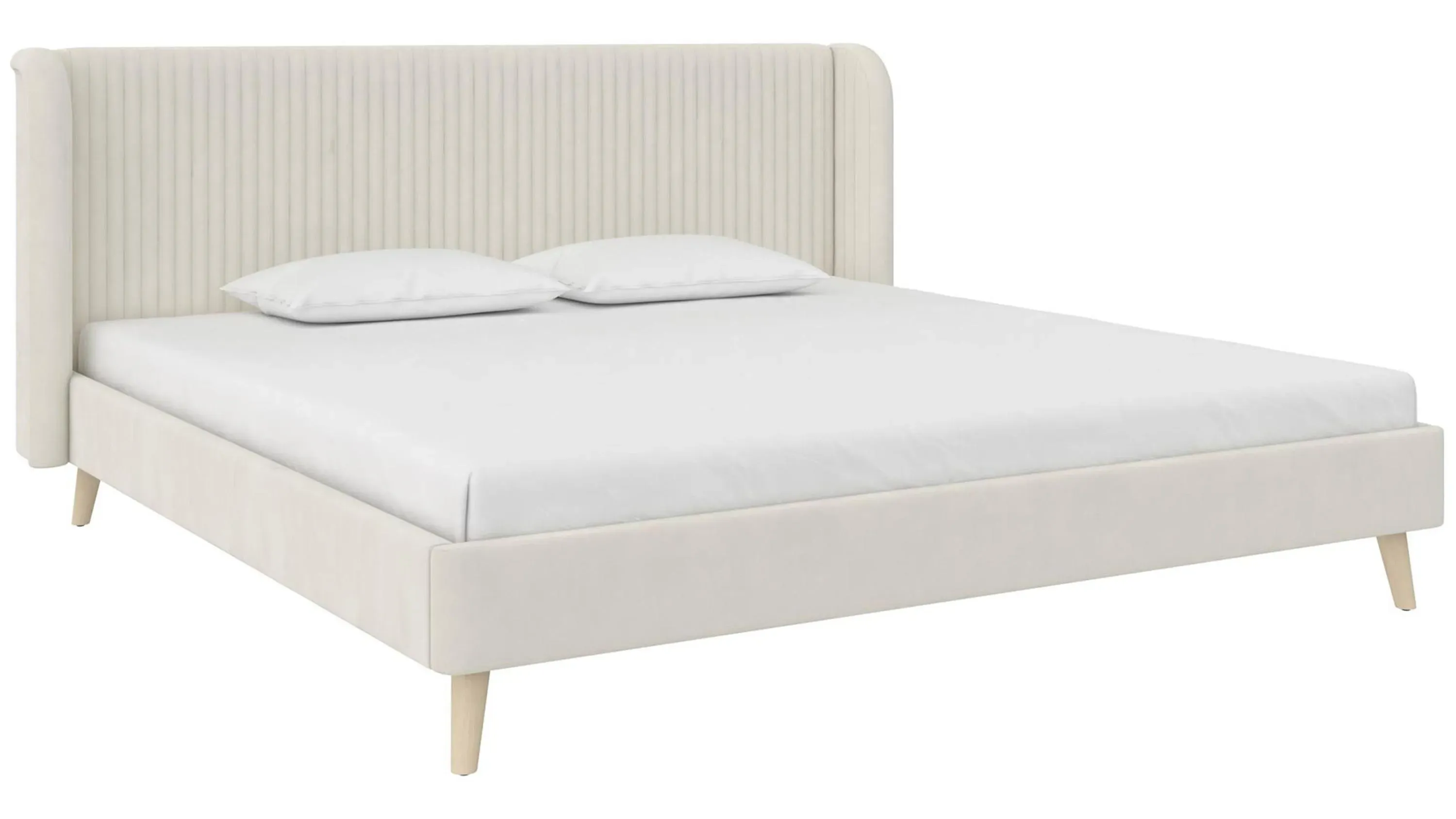Holly King Upholstered Wingback Bed
