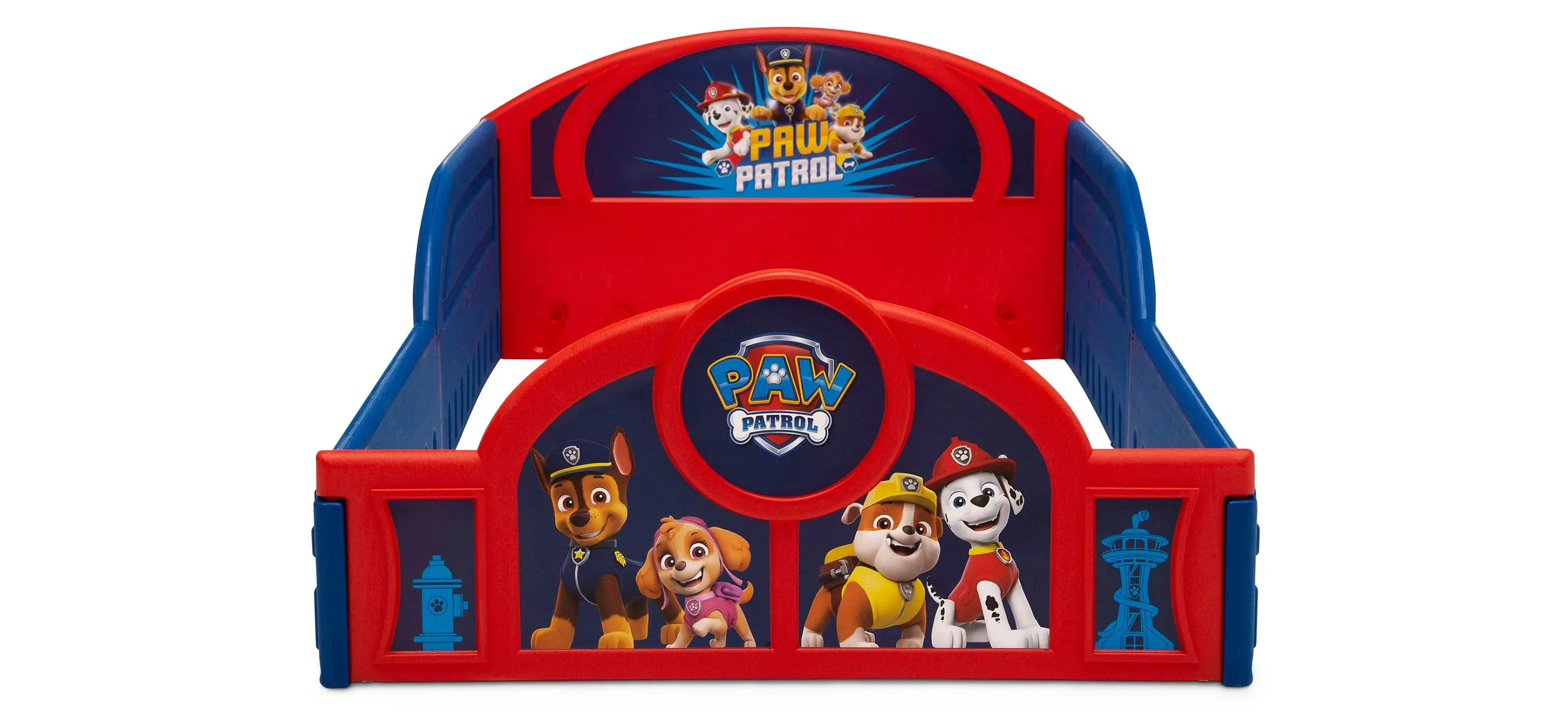 Toddler Paw Patrol Plastic Sleep and Play Kids Bed with Attached Guardrails Delta Children